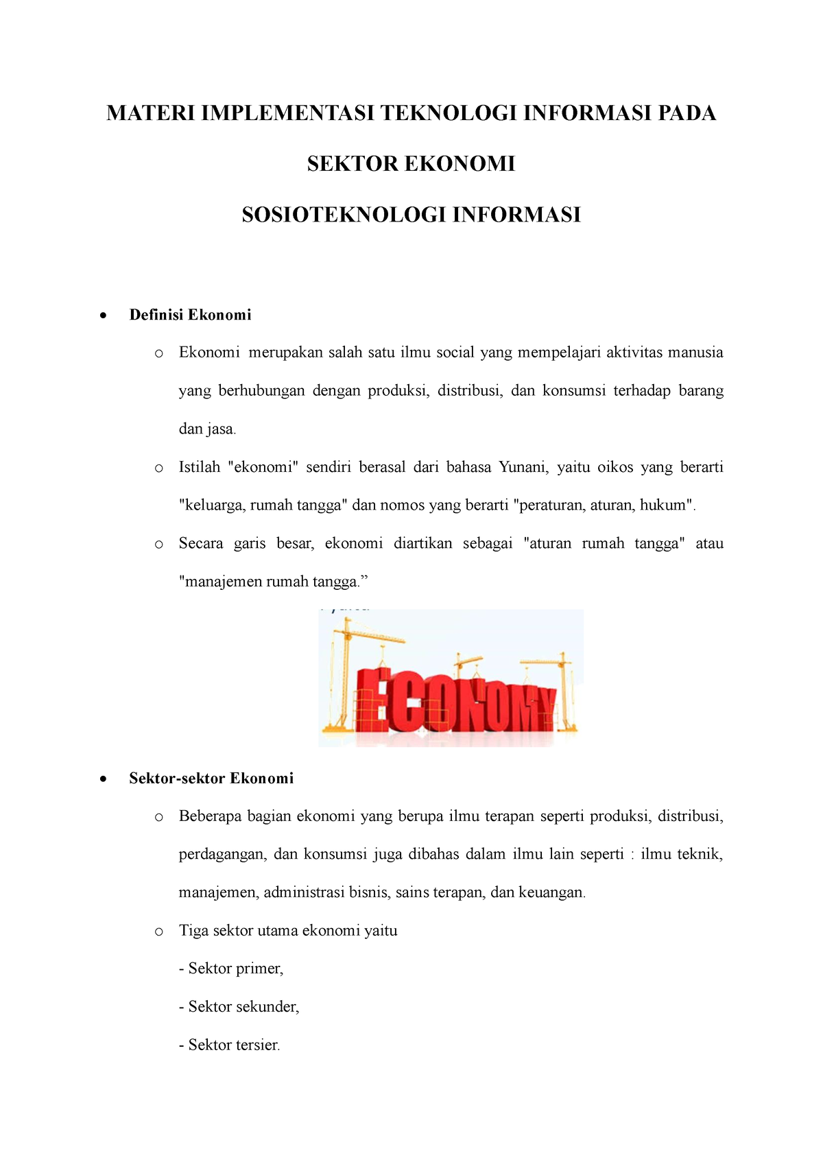 Materi Implementasi Teknologi Informasi PADA Sektor Ekonomi - MATERI ...