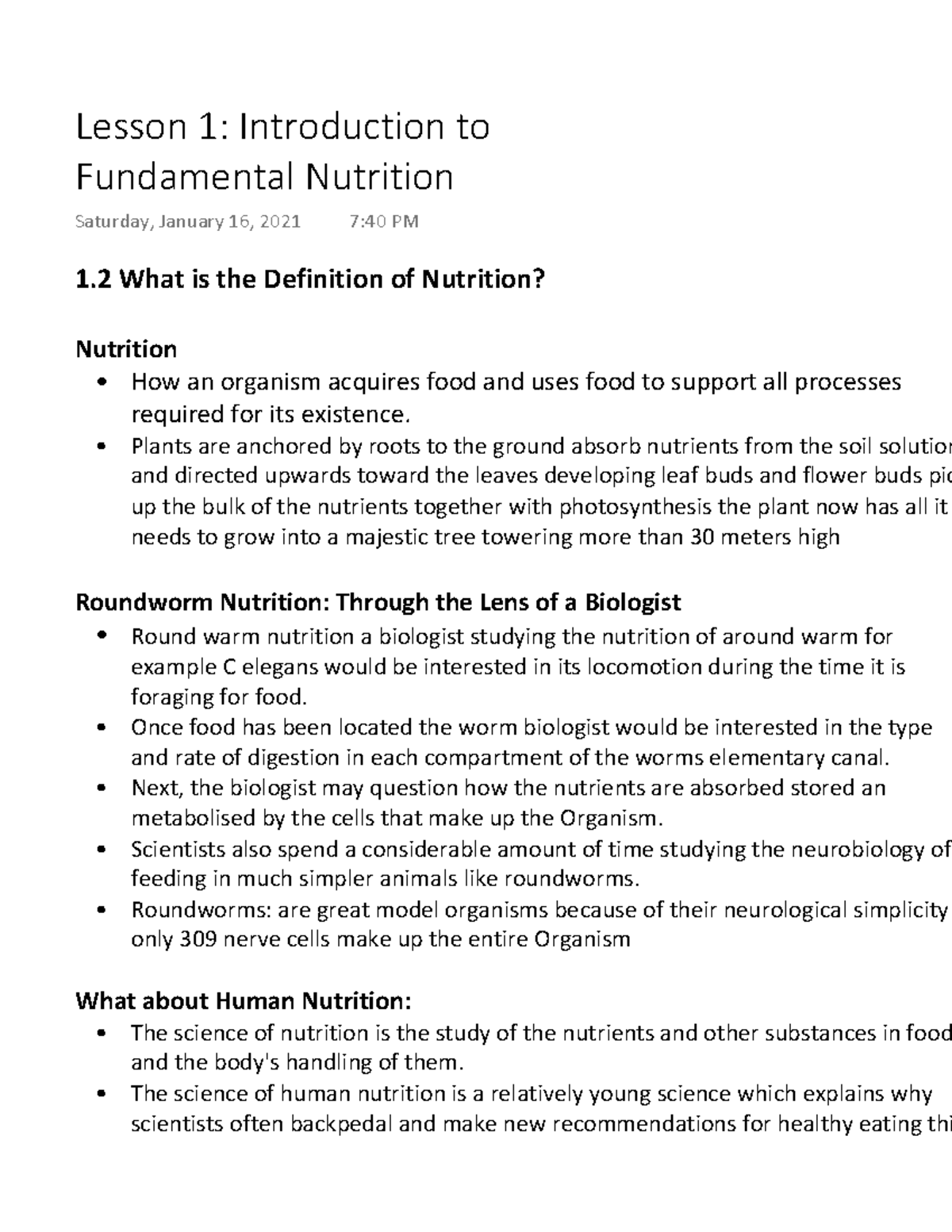 Lesson 1 Introduction To Fundamental Nutrition - BIOL 203 - Concordia ...