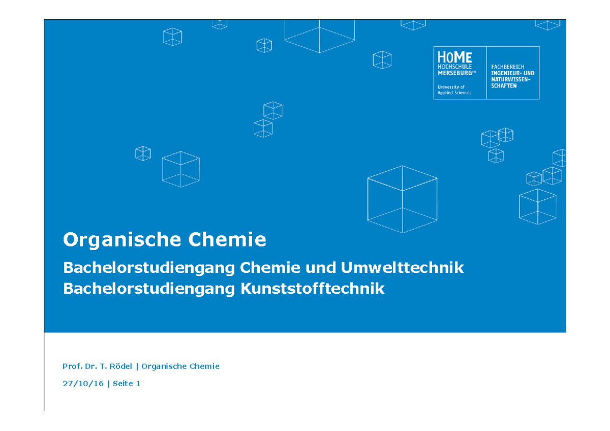 OC 1 Struktur Und Bindung - Prof. Dr. T. Rödel | Organische Chemie ...