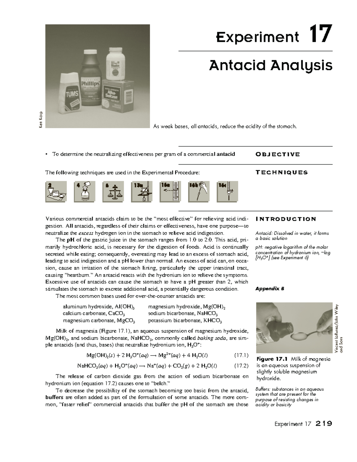 Chem lab 218 Pdf of lab Experiment 17 Antacid Analysis To