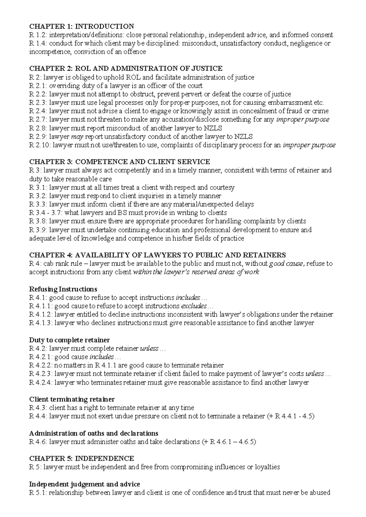 Ethics Relevant Rules - CHAPTER 1: INTRODUCTION R 1: interpretation ...