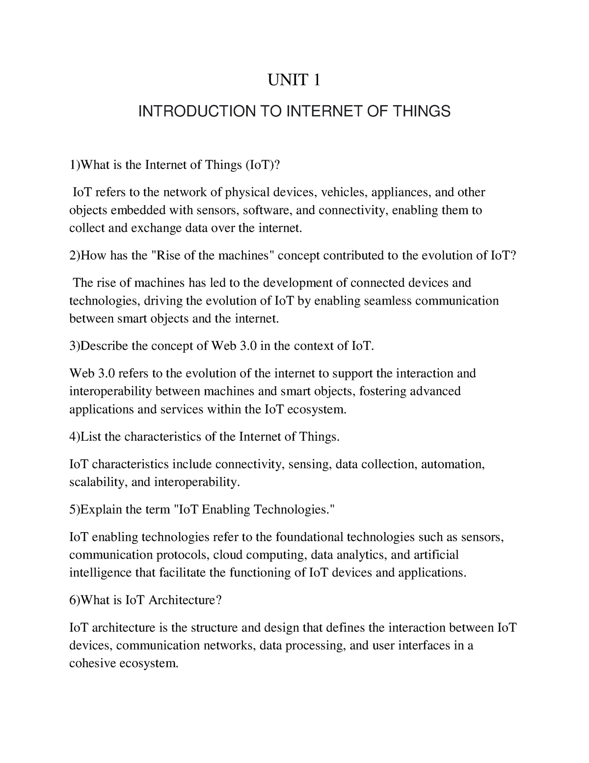 UNIT 1 Introduction TO Internet OF Things - UNIT 1 INTRODUCTION TO ...