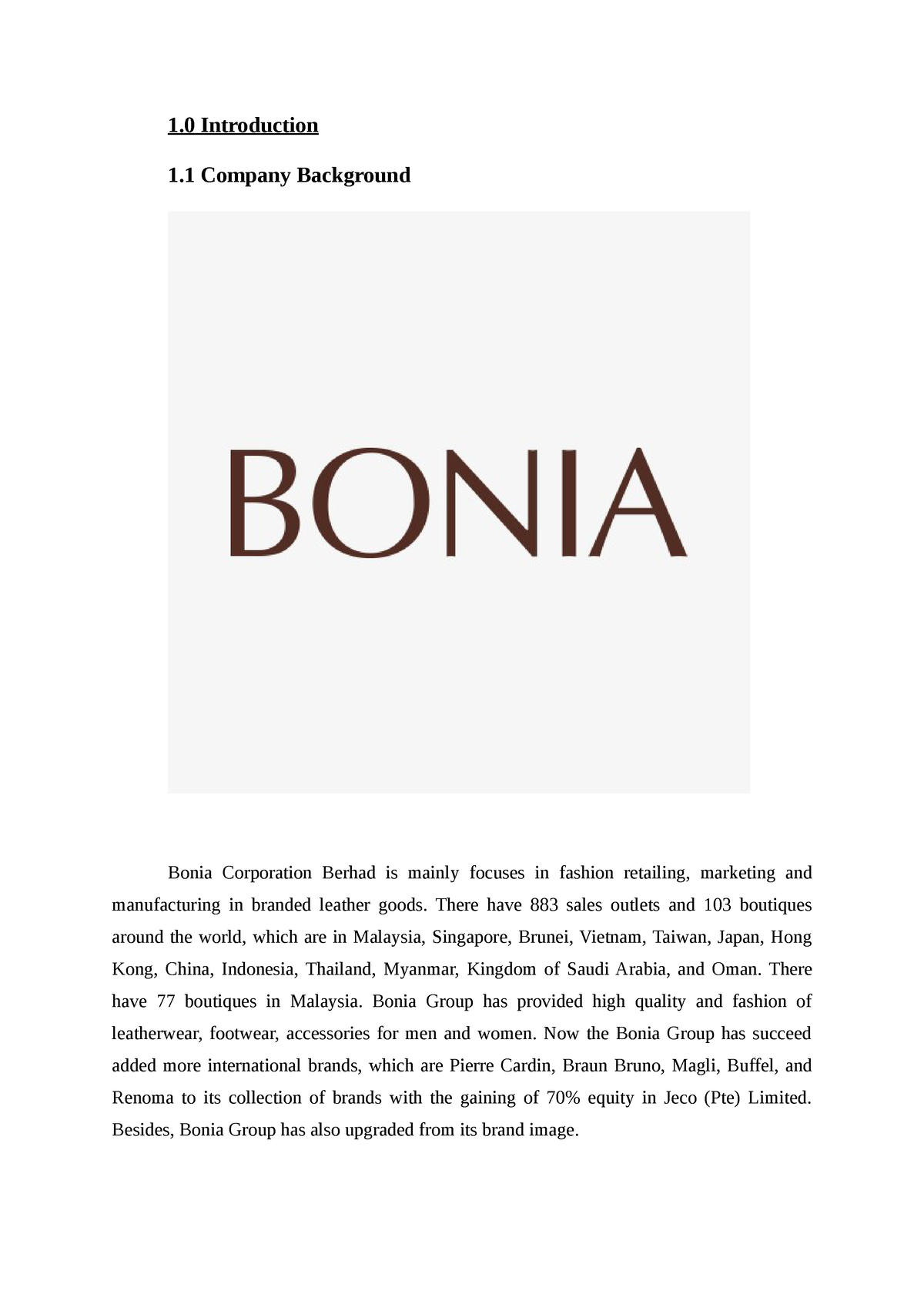 Vision and mission discount of bonia corporation berhad