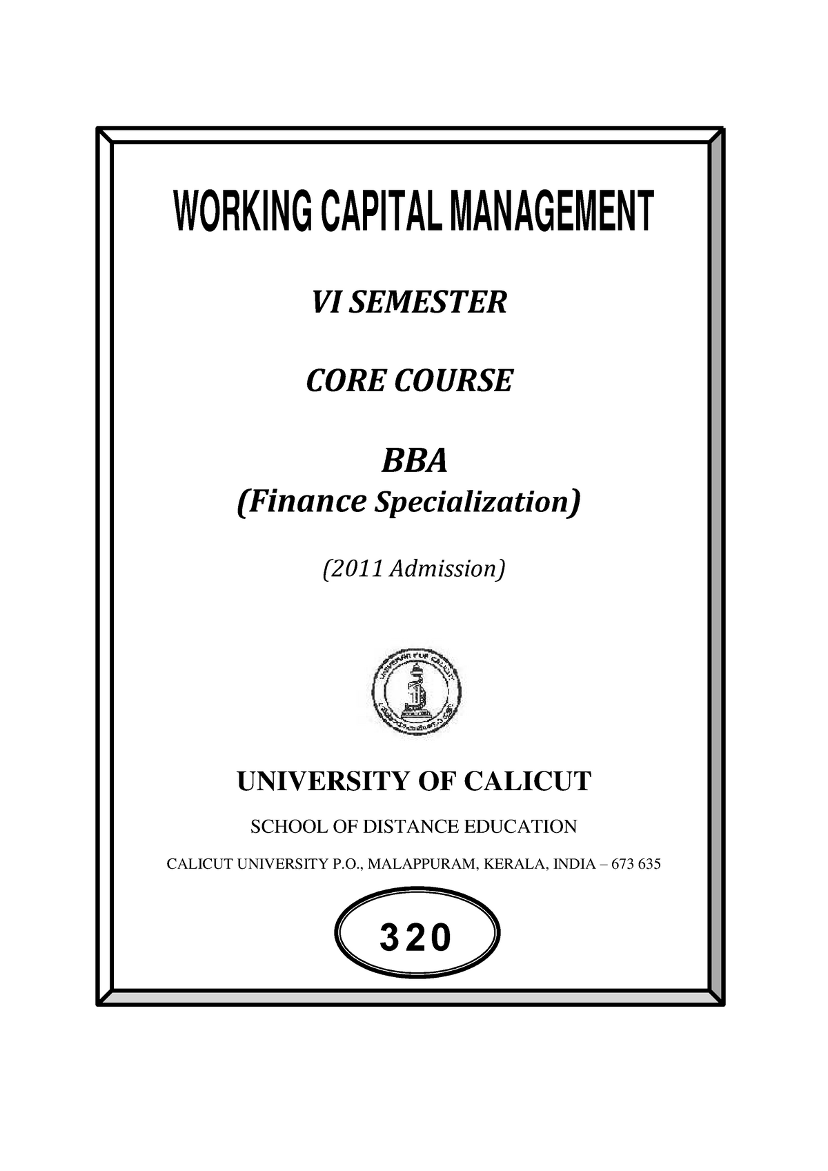 VISem BBA Working Capital Mgmnt - WORKING CAPITAL MANAGEMENT VI ...