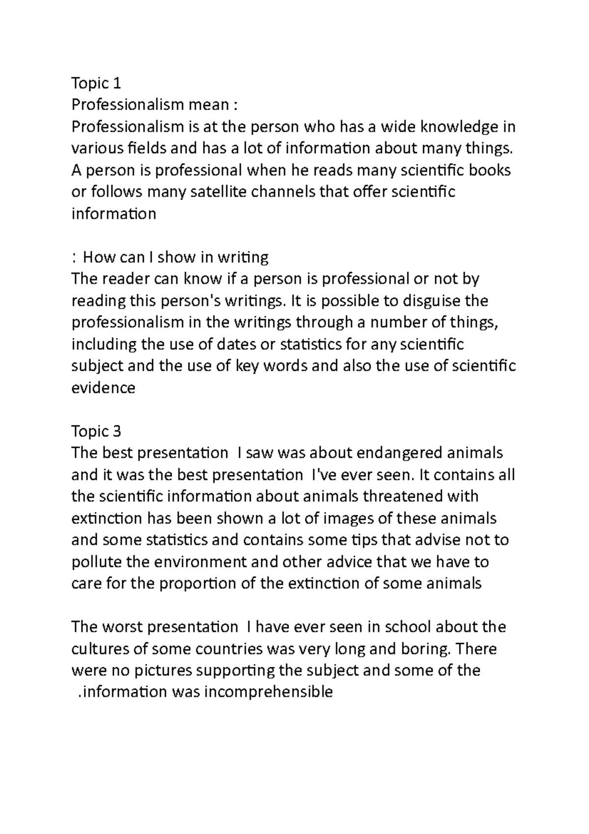 Exam 2 January 2019, questions and answers - Topic 1 Professionalism ...