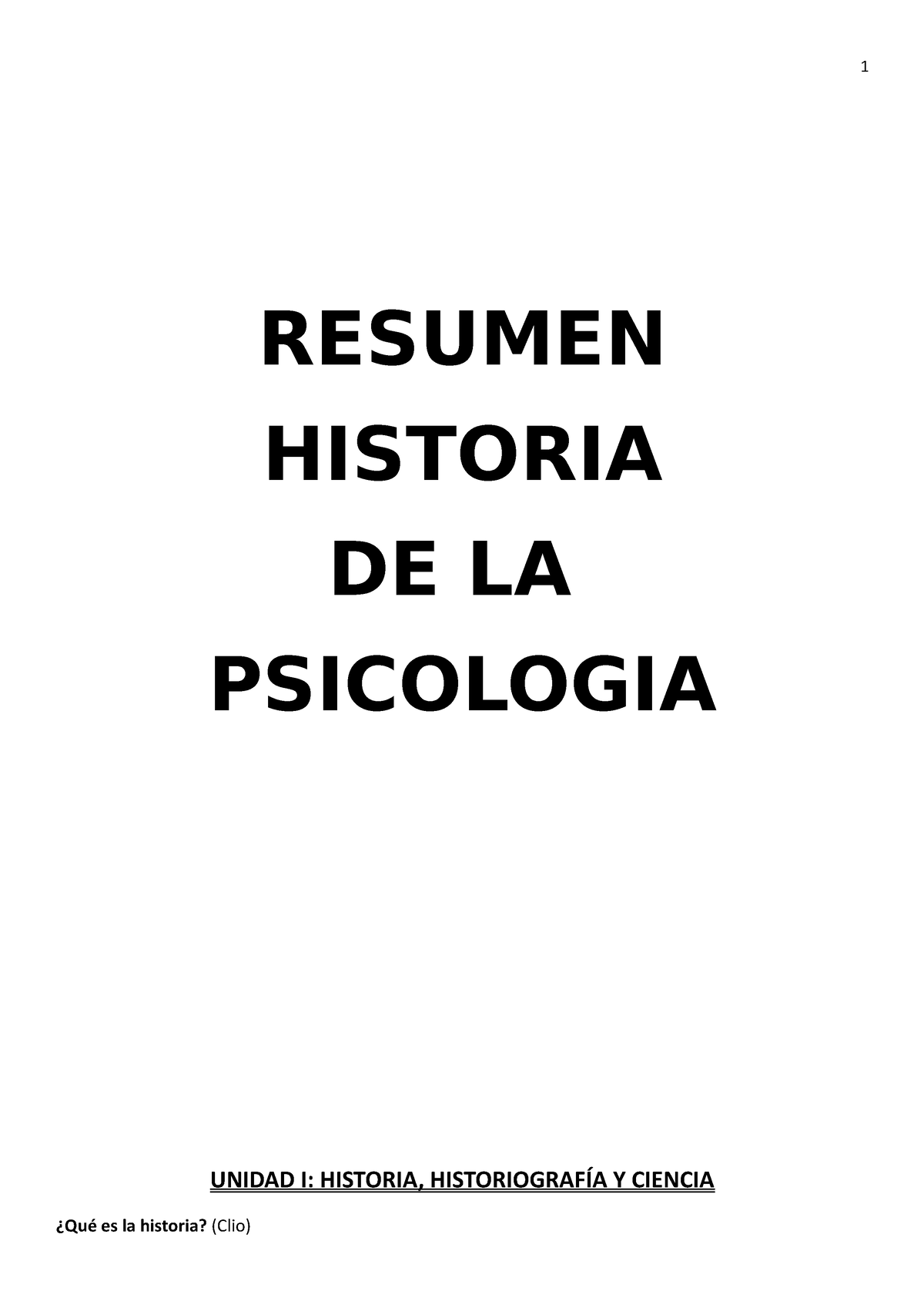 Resumen De Historia De La Psicología Resumen Historia De La Psicologia Unidad I Historia 7580