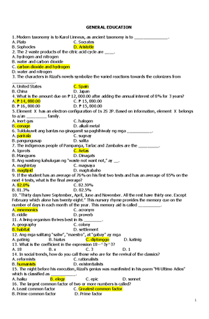 General- Education-A - Let reviewer - GENERAL EDUCATION MULTIPLE CHOICE ...