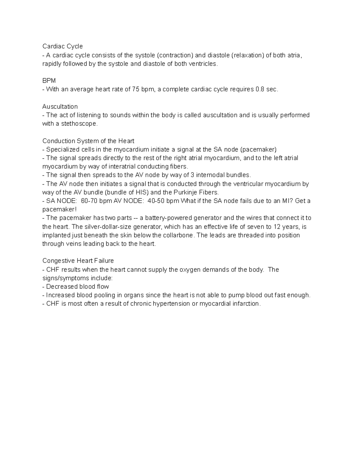 Cardiac Cycle Notes - Cardiac Cycle A cardiac cycle consists of the ...
