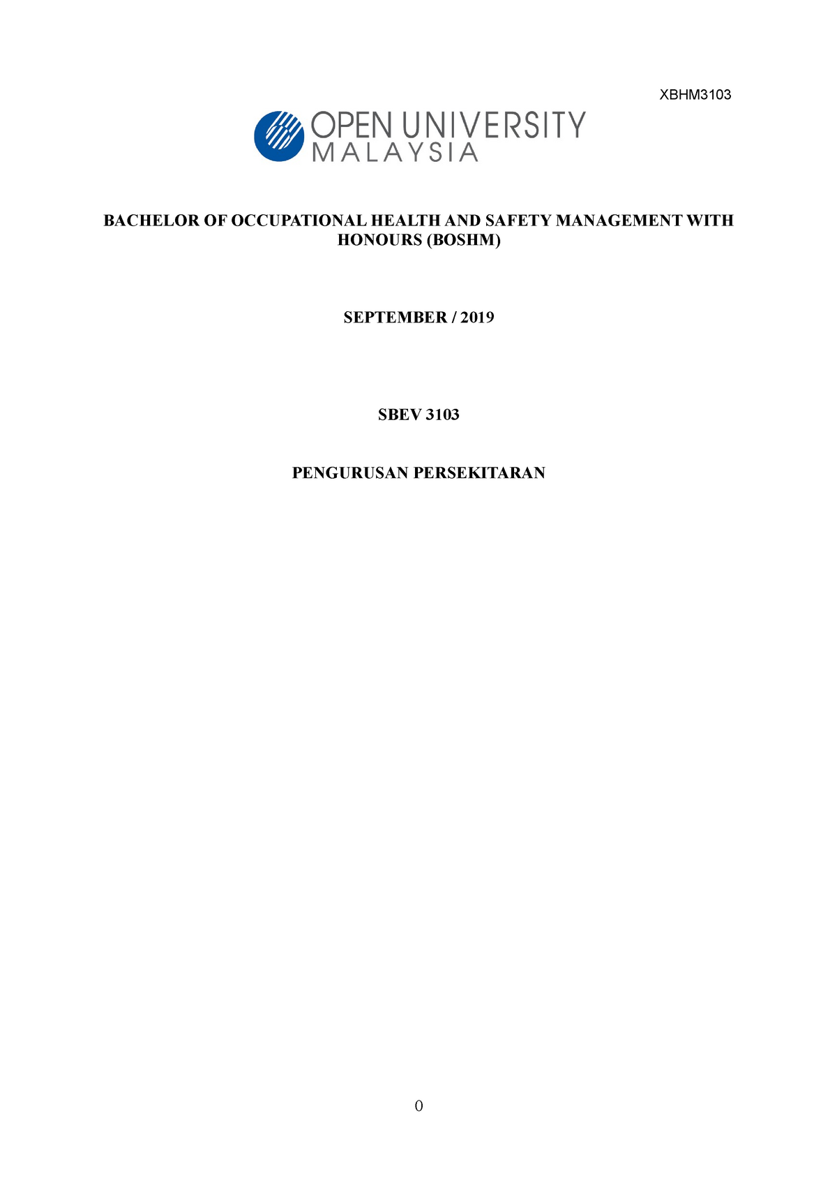 SBEV3103 Pengurusan Persekitaran - environmental management - StuDocu