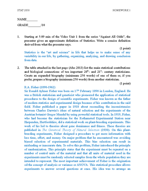 What is Statistics?, Against All Odds: Unit 1