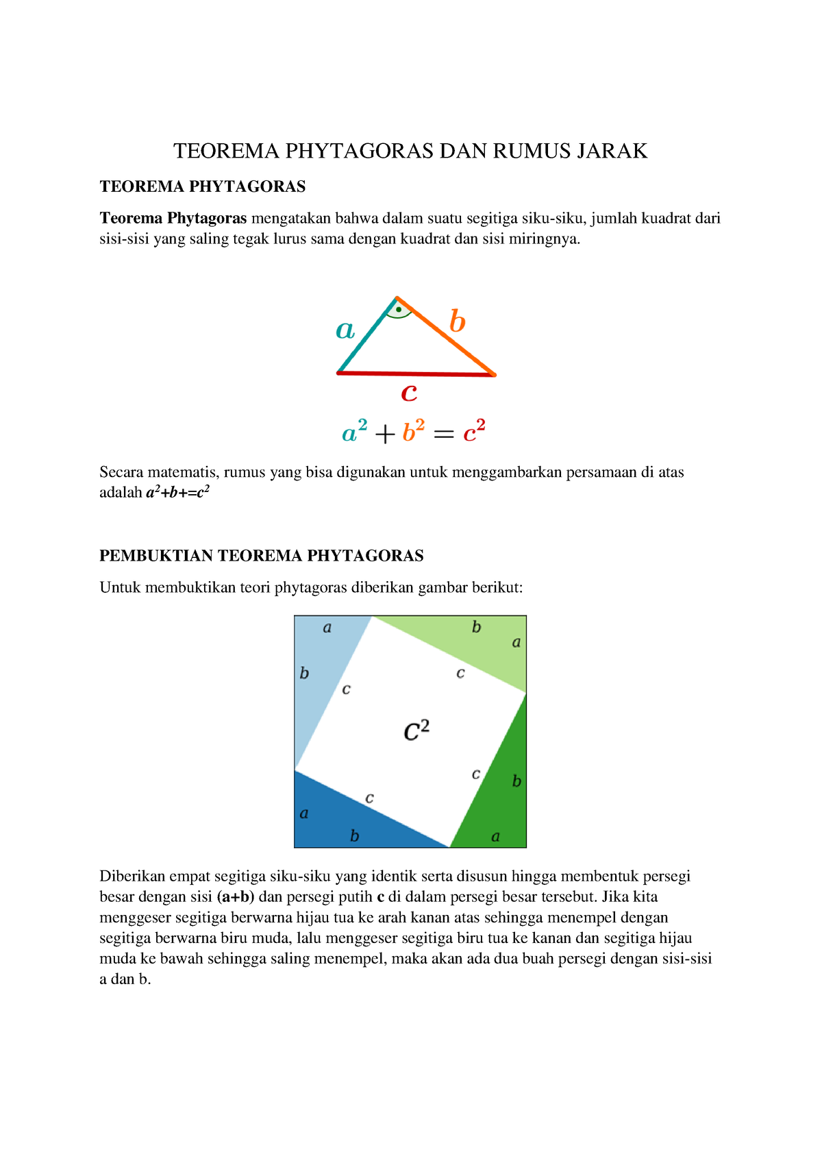Teorema Phytagoras DAN Rumus Jarak - TEOREMA PHYTAGORAS DAN RUMUS JARAK ...