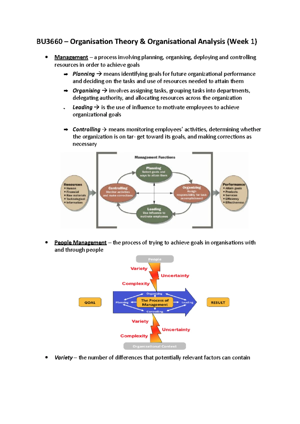 BU3660 – Organisation Theory & Organisational Analysis (Week 1 ...
