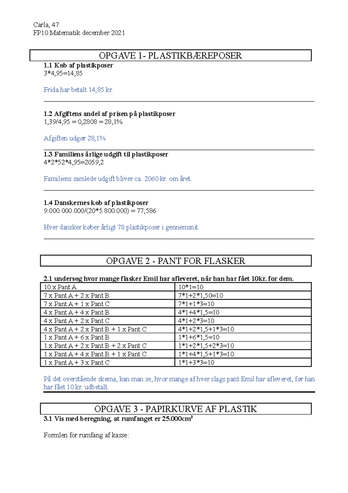 FP10 Matematik December 2021 - 1 Afgiftens Andel Af Prisen På ...