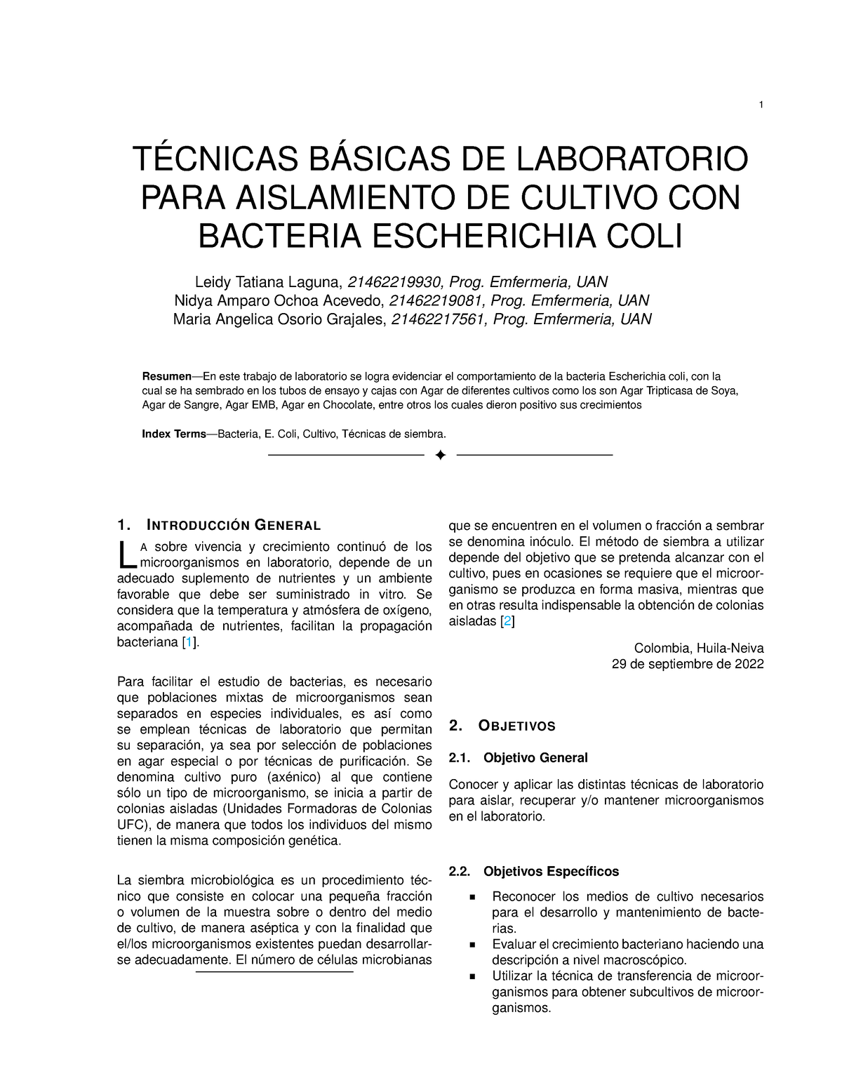 T Cnicas B Sicas DE Laboratorio PARA Aislamiento DE Cultivo CON ...