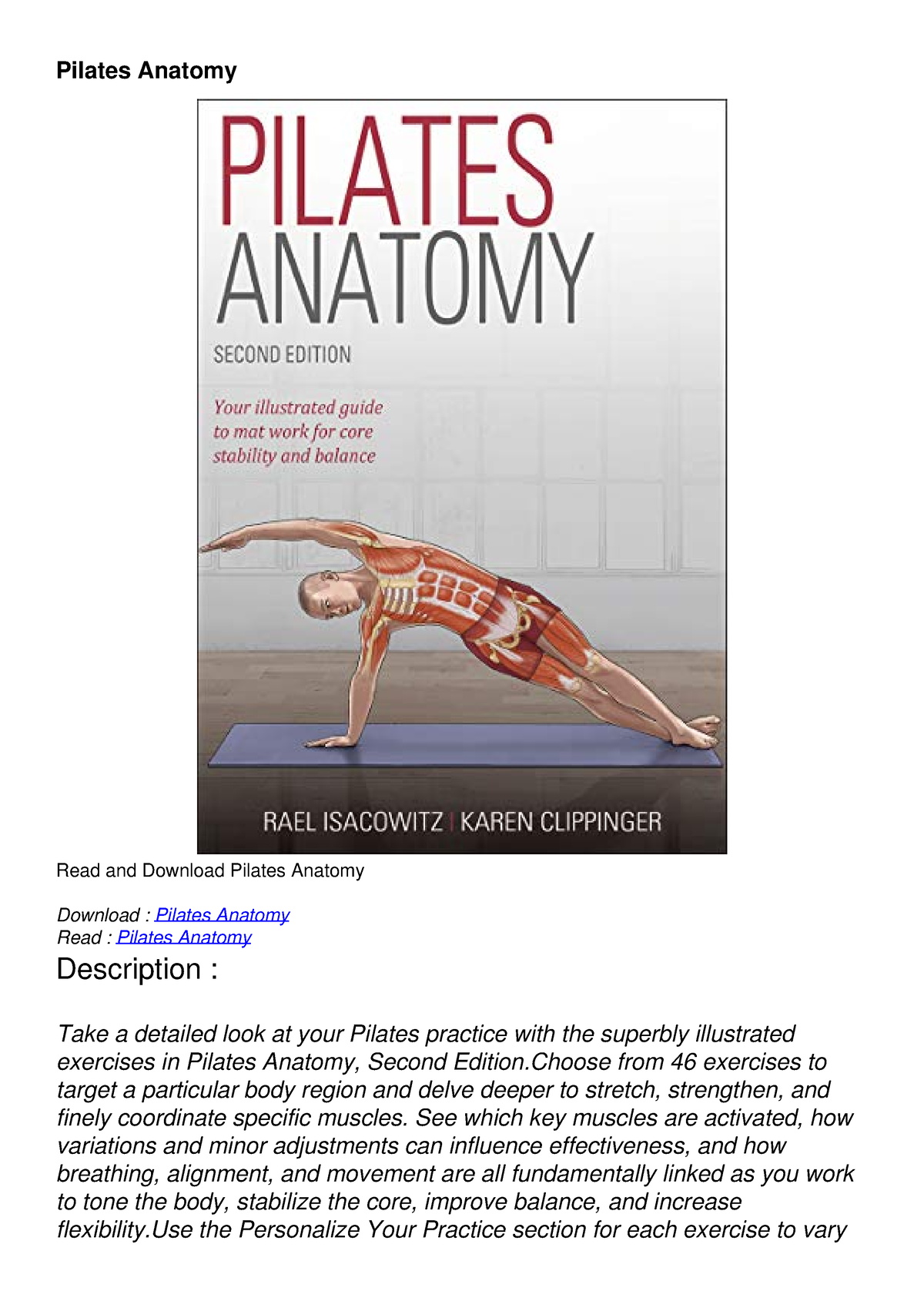 PDF/READ/DOWNLOAD Pilates Anatomy Pilates Anatomy Read and Download