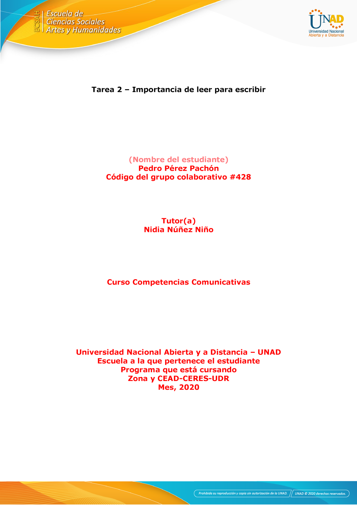 Anexo 2 - Tarea 2 - Formato Entrega Tarea 2 - Tarea 2 – Importancia De ...