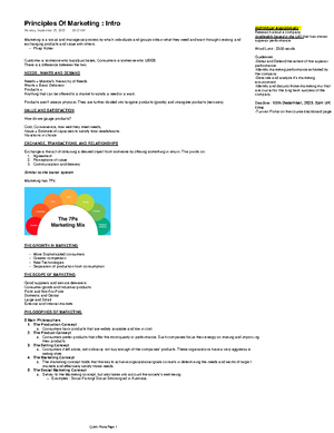 Lecture 2 Principles of Marketing - •The Importance of Customer Focus ...