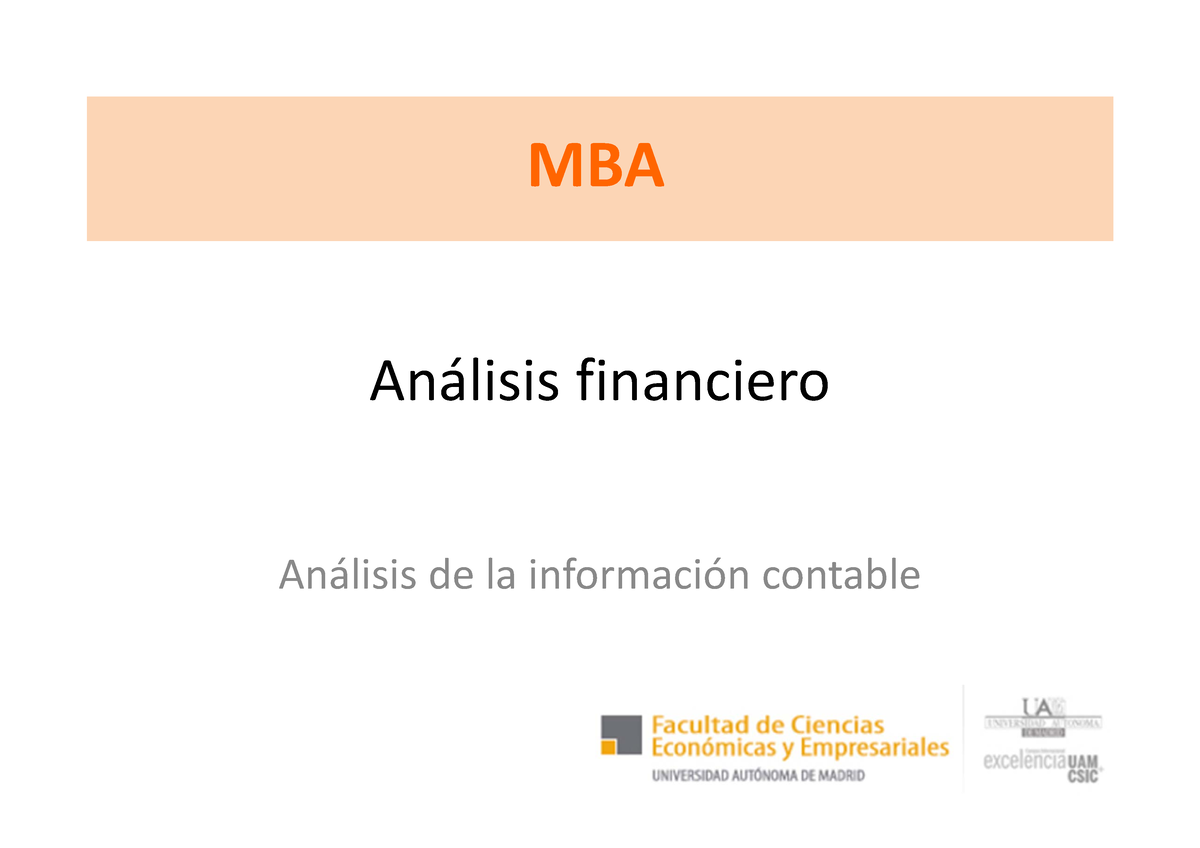 Análisis Financiero (MBA) - An·lisis Financiero An·lisis De La ...