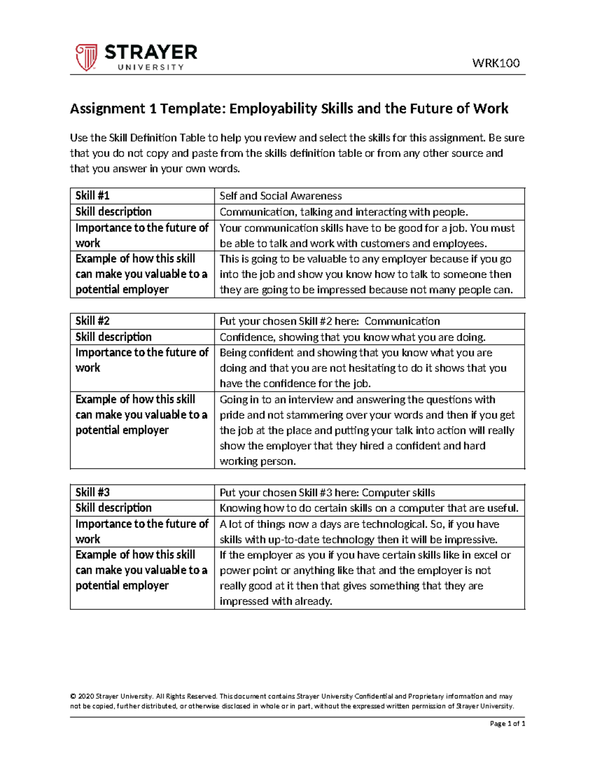 Assignment 1 finished - WRK Assignment 1 Template: Employability Skills ...