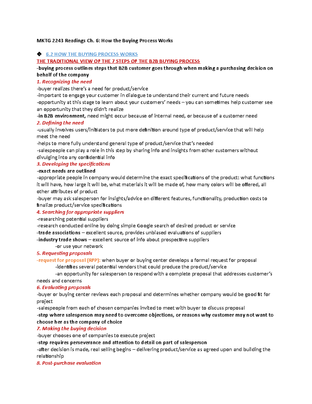 MKTG 2243 Readings Ch. 6 - MKTG 2243 Readings Ch. 6: How the Buying ...