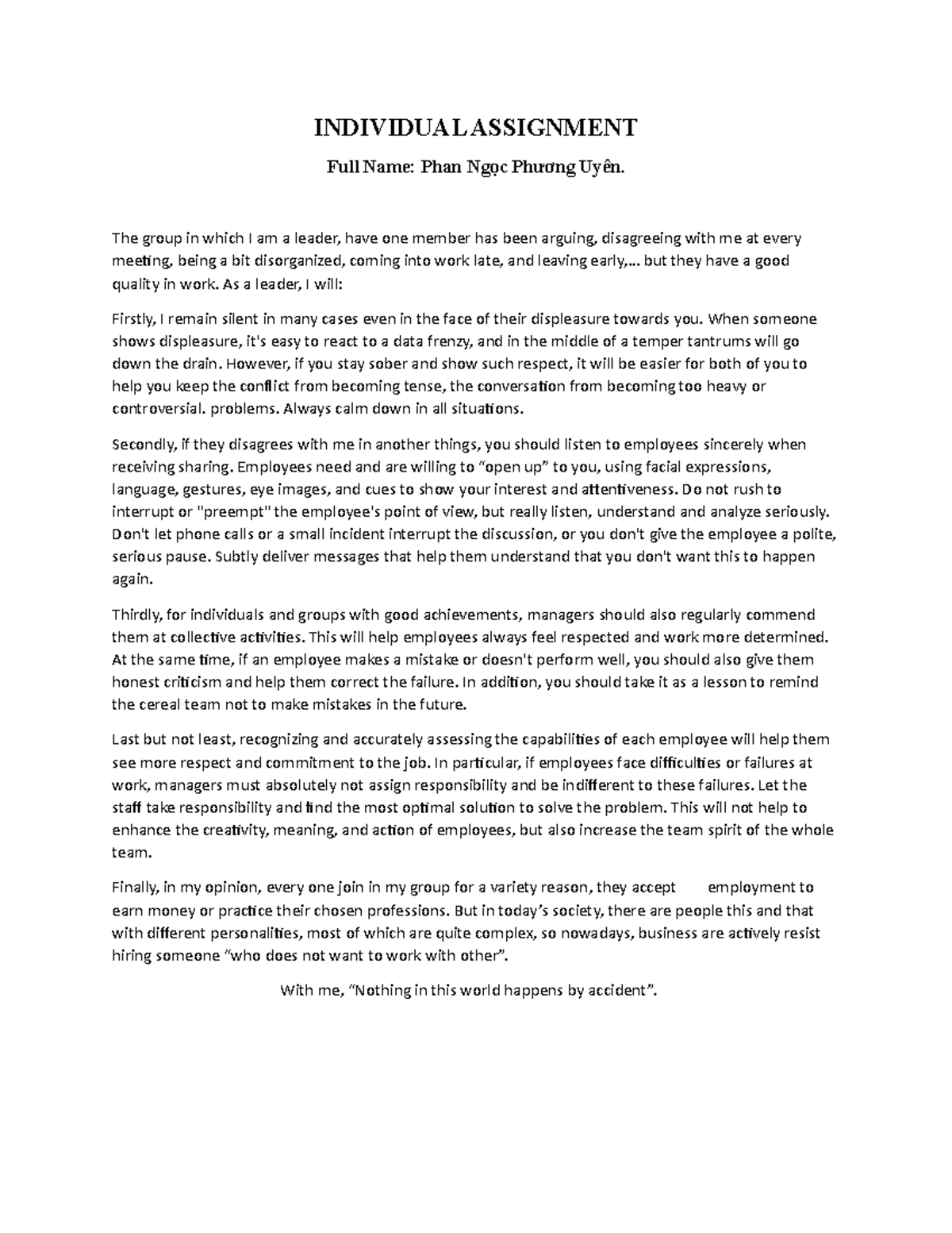 Individual Assignment - INDIVIDUAL ASSIGNMENT Full Name: Phan Ngọc ...