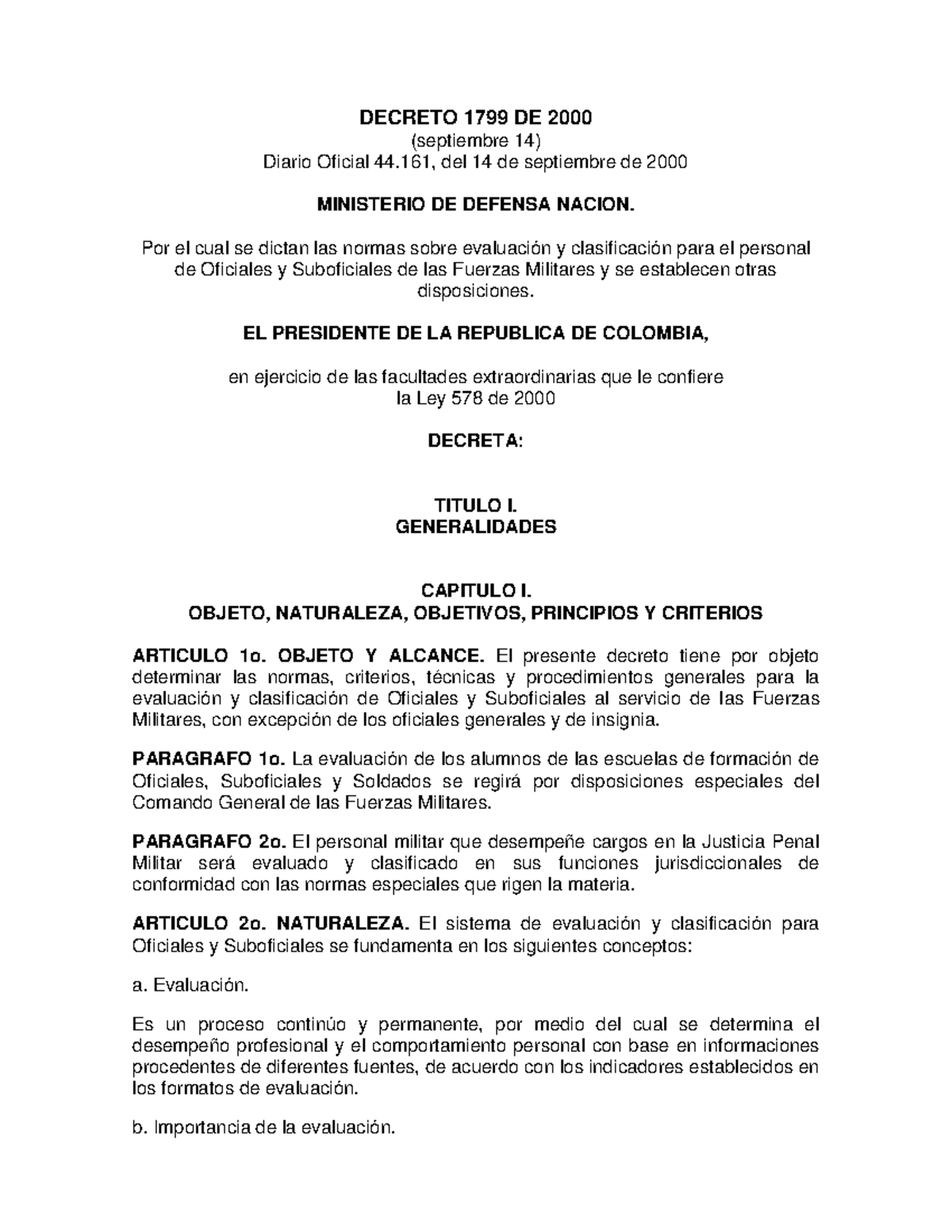 Decreto 1799 DE 14 SEP 2000 - DECRETO 1799 DE 2000 (septiembre 14 ...