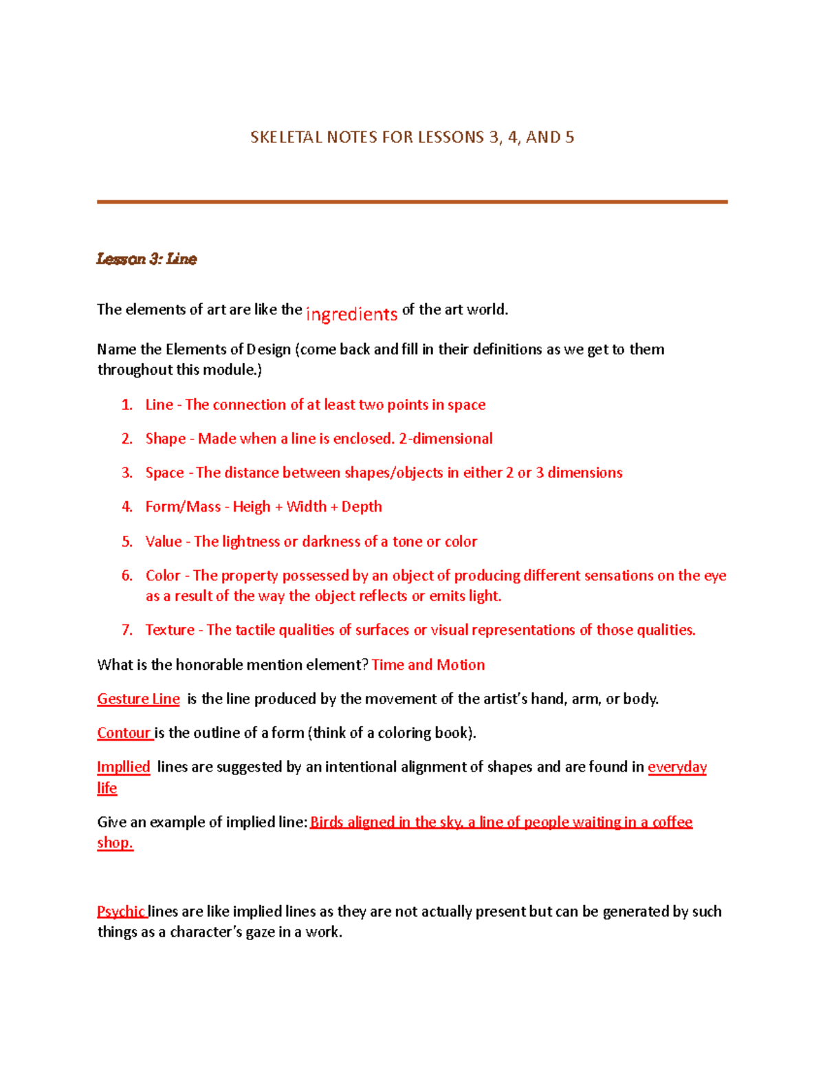 ART 111 G8D - Skeletal Notes - Module 2 - Mariam Raja - SKELETAL NOTES ...