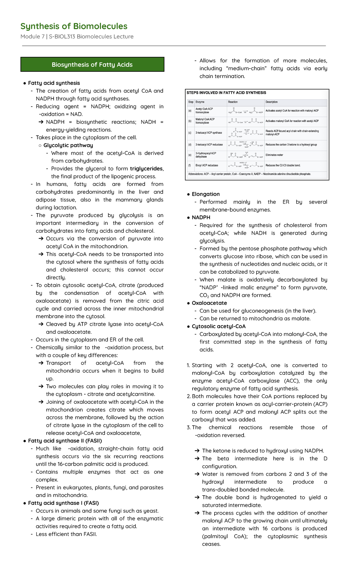 BIOL313 Biomolecules Lecture Module 7-9 - Module 7 | S-BIOL313 ...
