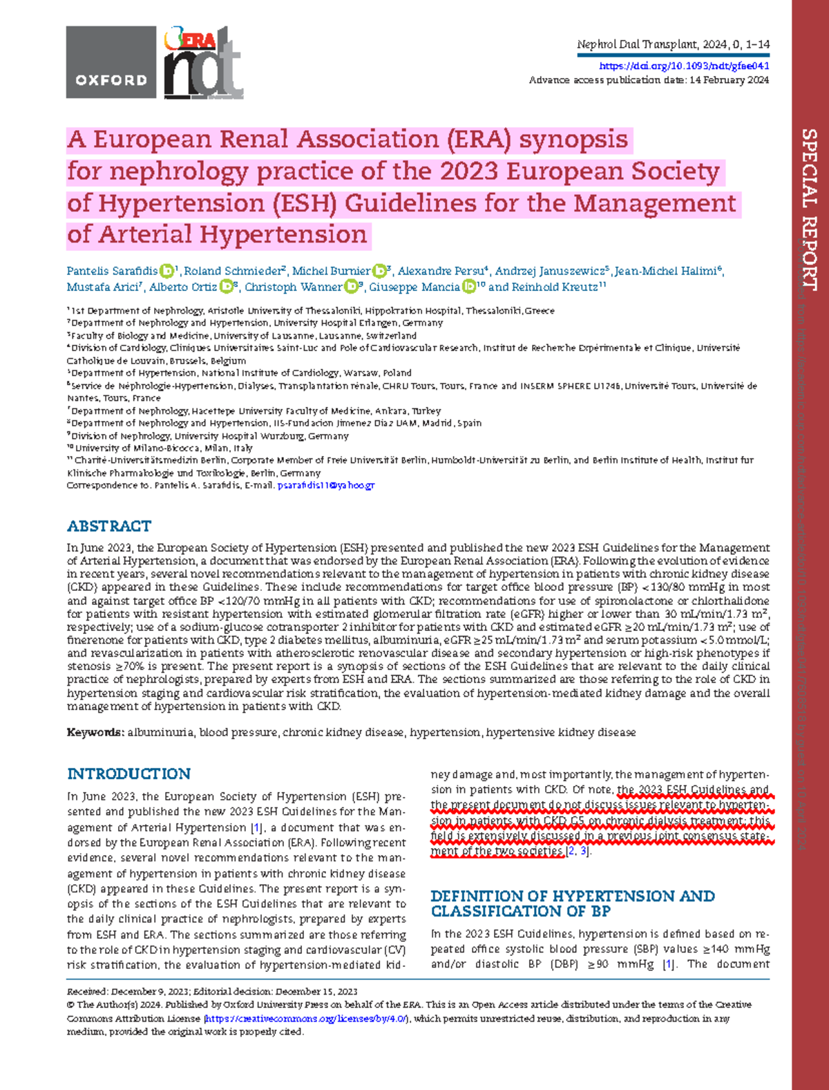 A European Renal Association Era Synopsis For Nephrology Practice Of The 2023 European Society 8257