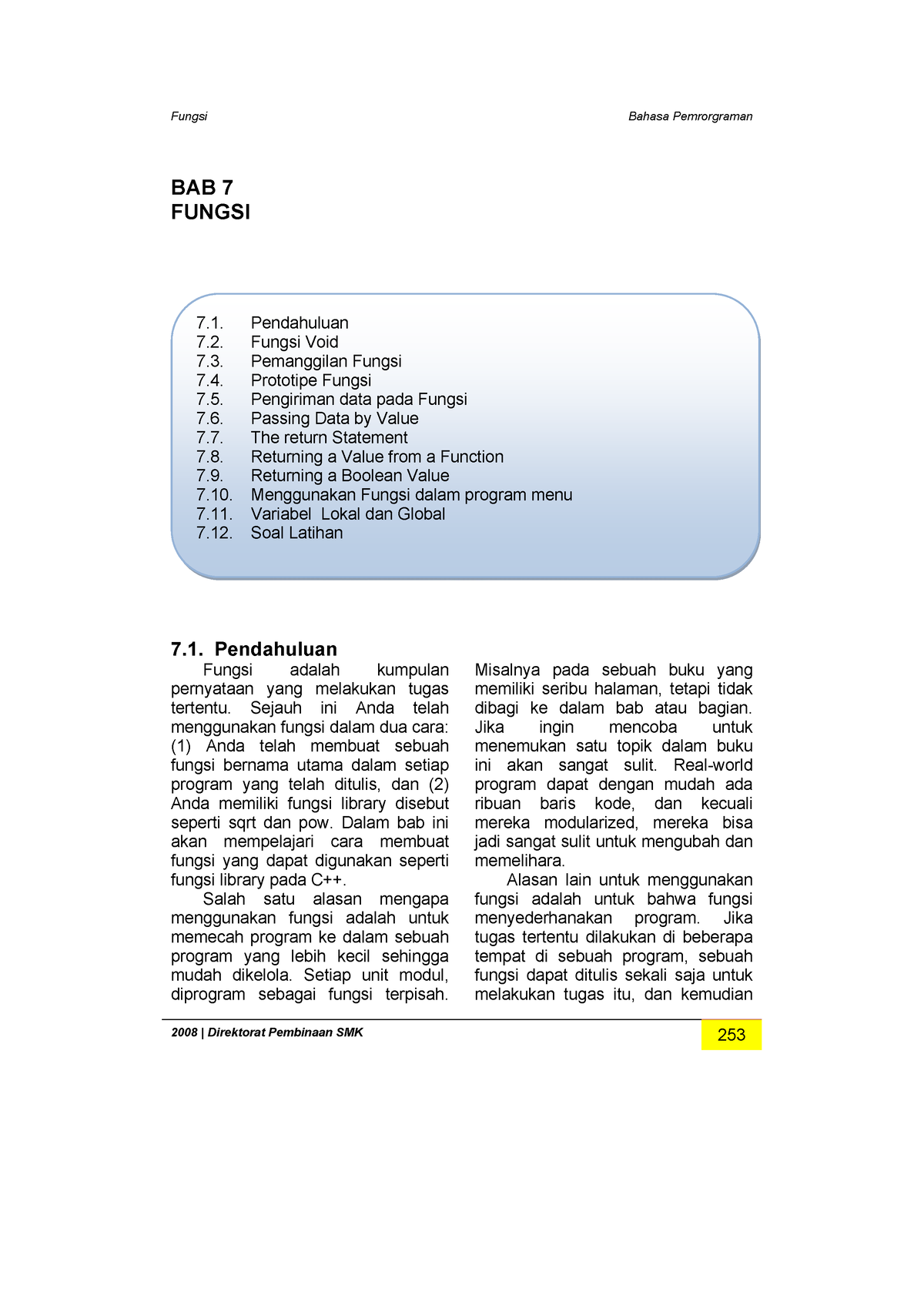 Bab 7 Pemrograman Komputer - Fungsi Bahasa Pemrorgraman 2008 ...