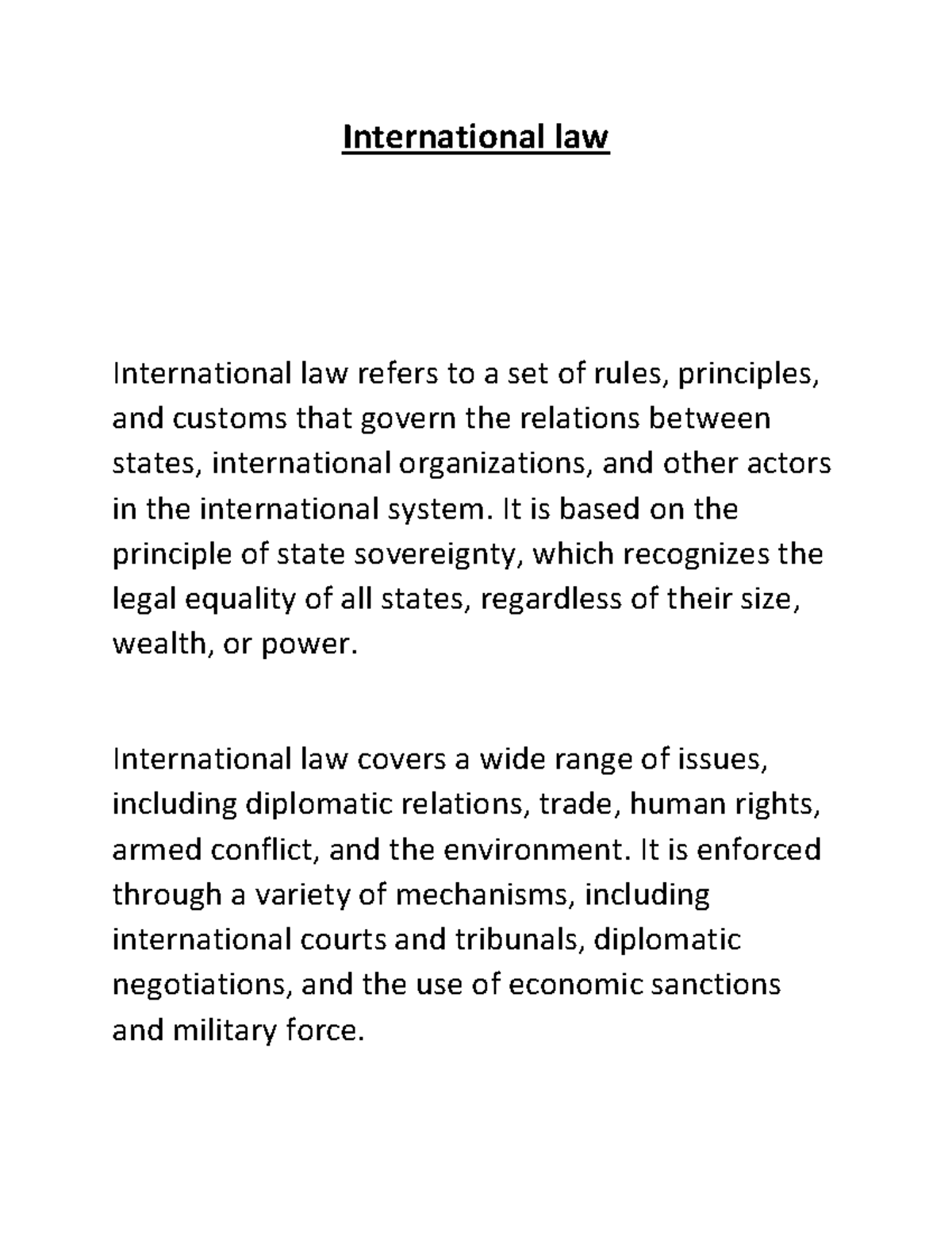 International law 1 - International law International law refers to a ...