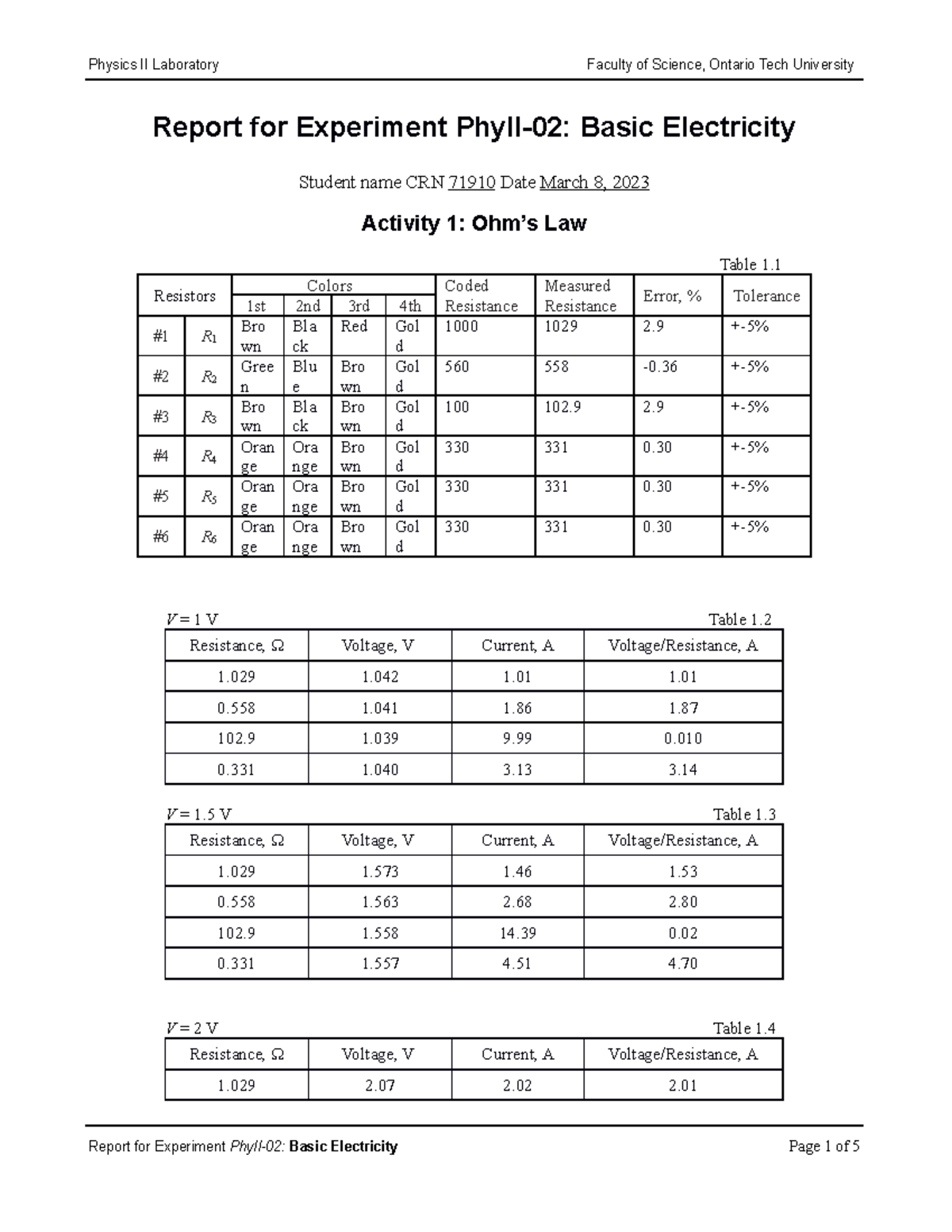 lab report experiment 2 physics matriculation