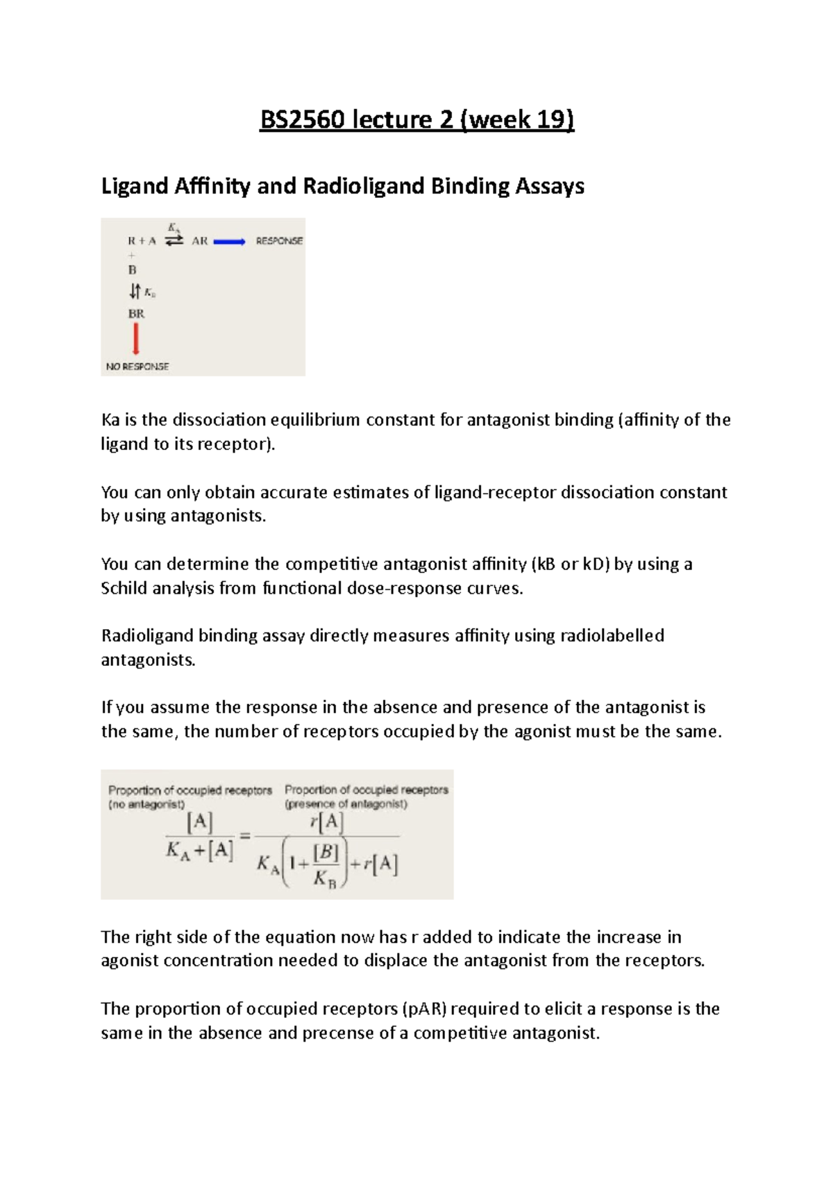 BS2560 lecture 2 (week 19) - BS2560 lecture 2 (week 19) Ligand Affinity ...