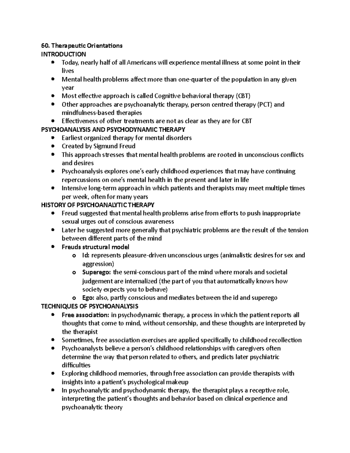 21 reading 3 notes - 60. Therapeutic Orientations INTRODUCTION Today ...