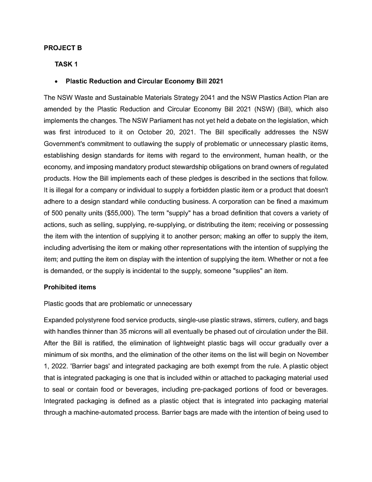 Project B TASK 1 - NONE - PROJECT B TASK 1 Plastic Reduction And ...