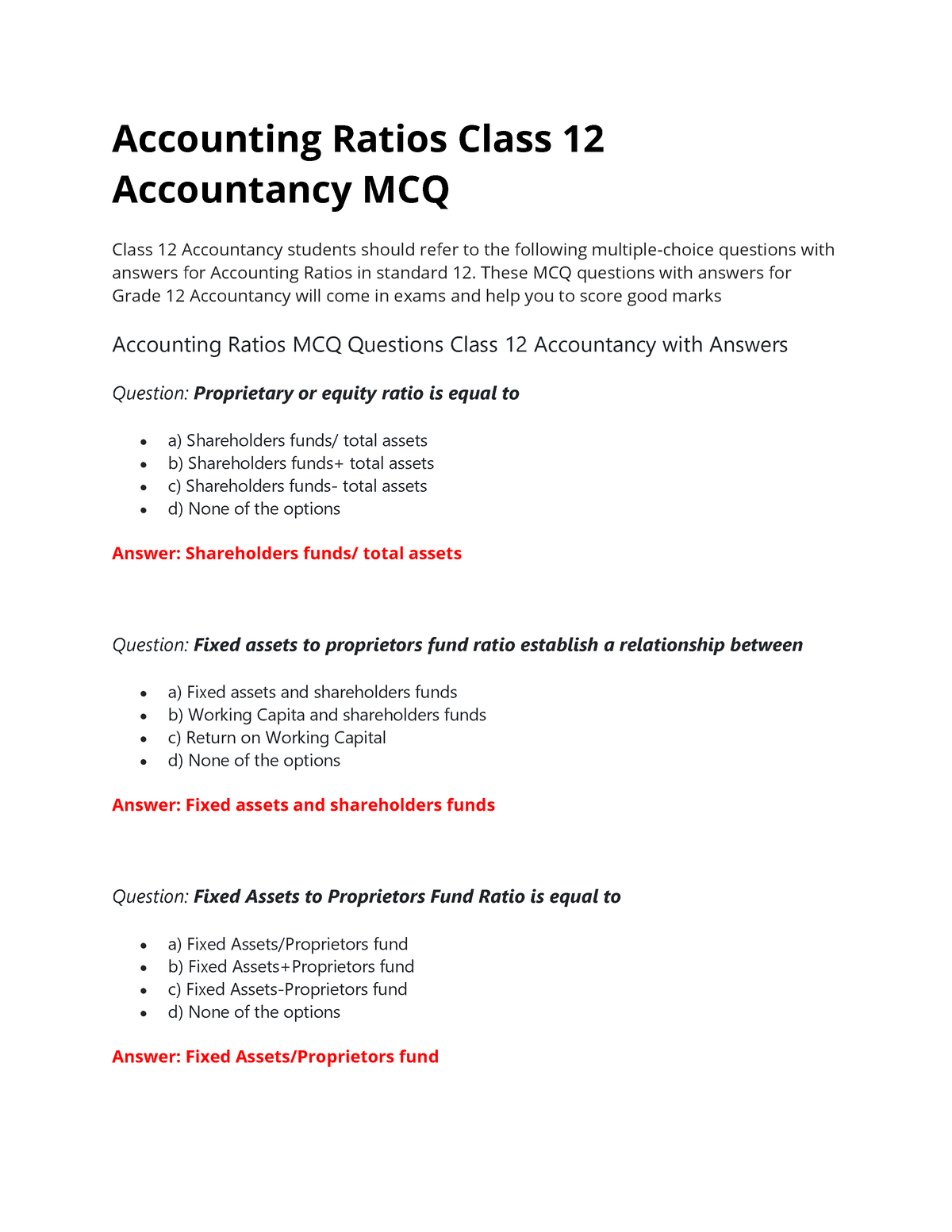 working capital turnover ratio formula class 12