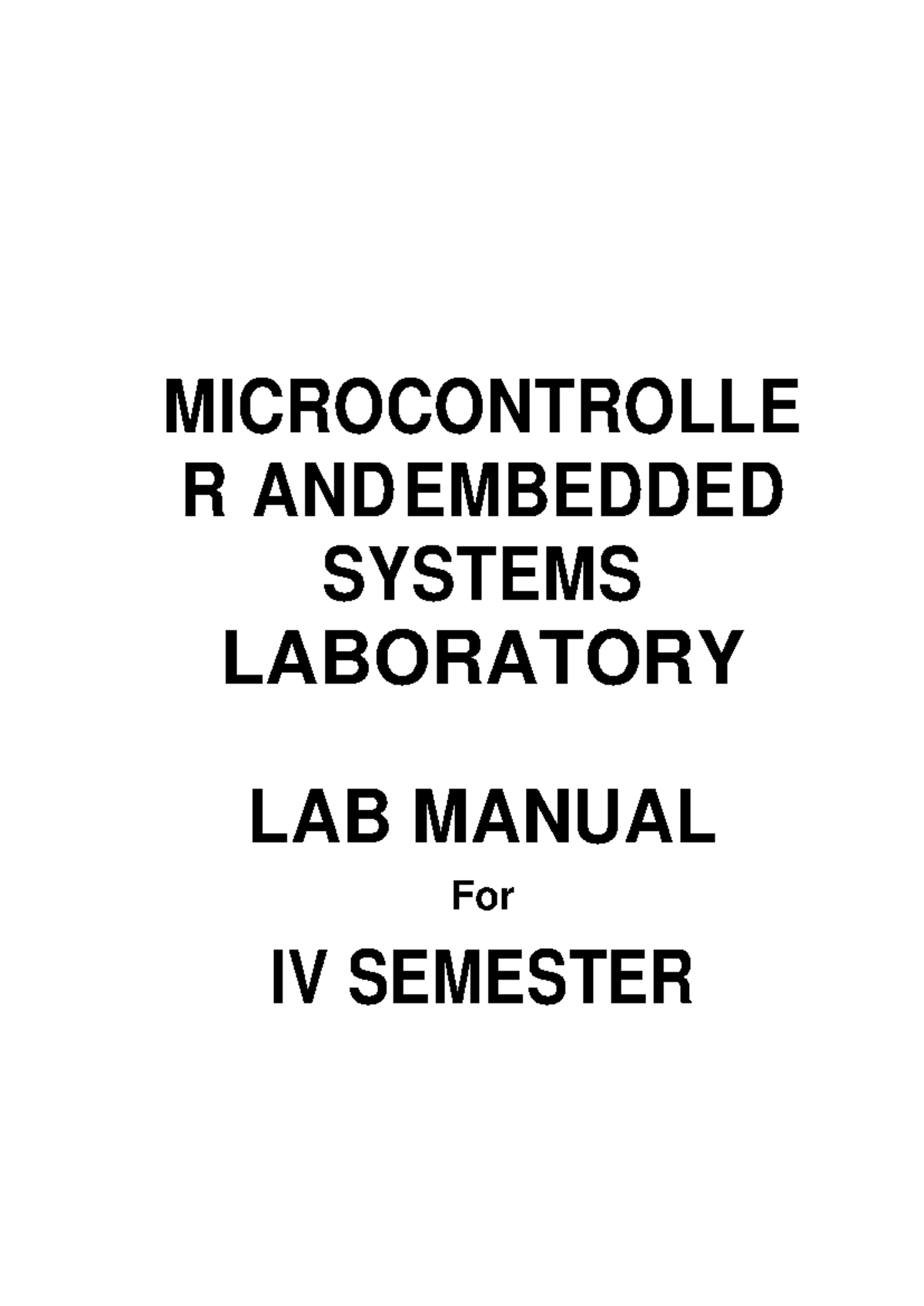 MESlabmanual Mes lab manual MICROCONTROLLE R AND EMBEDDED SYSTEMS