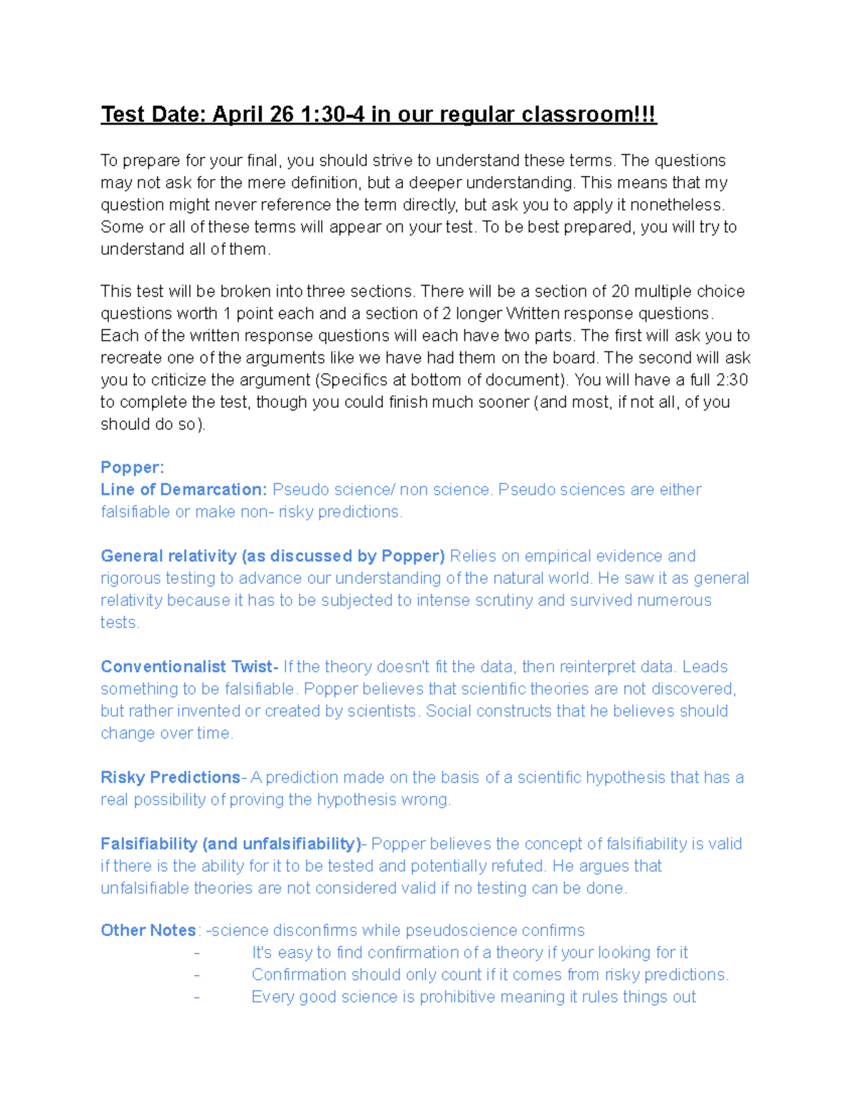 Final Exam PHIL study guide - Test Date: April 26 1:30-4 in our regular ...