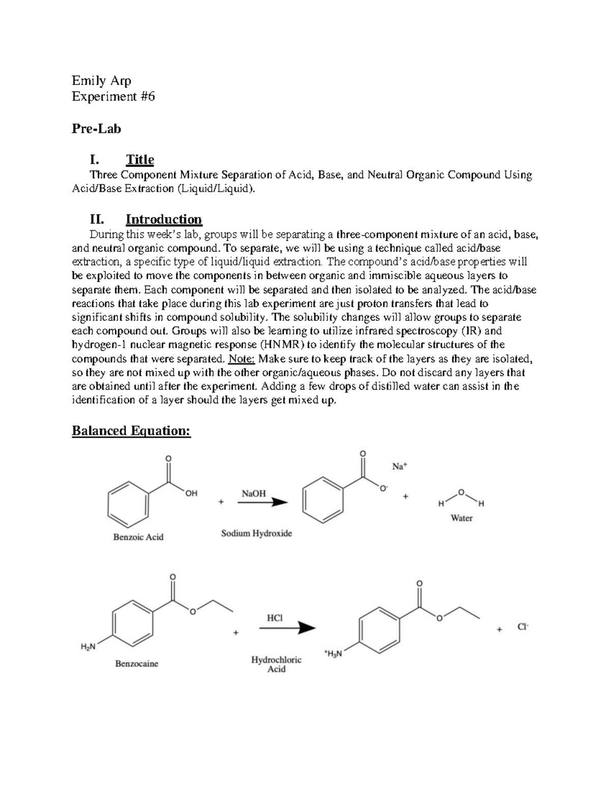 Experiment 6- Separation Of A Three-Component Mixture Via Acid/Base ...