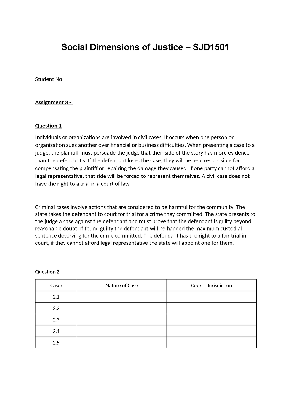 sjd assignment 3 answers 2022