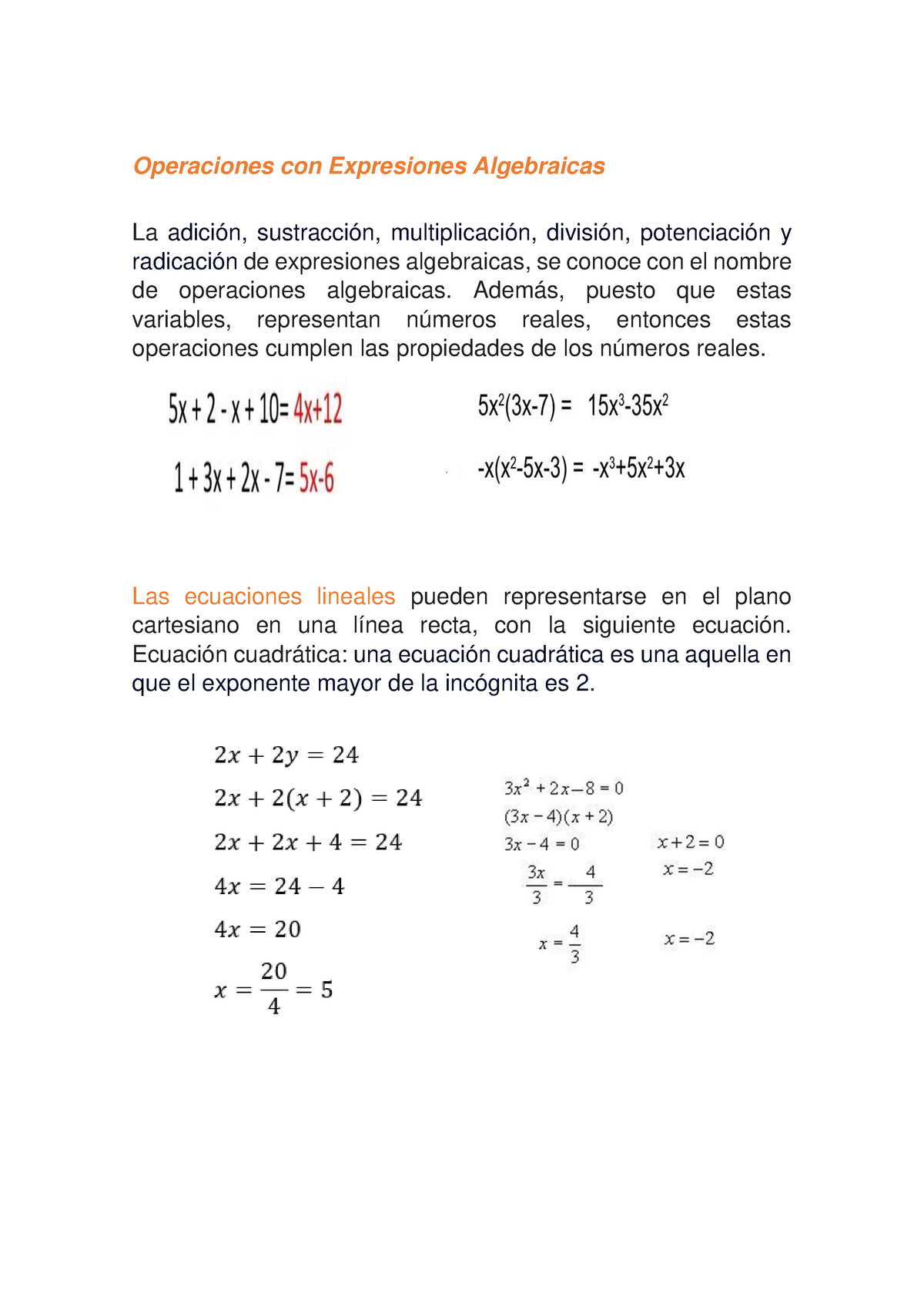 Operaciones Con Expresiones Algebraicas - Nivelación - UG - Studocu