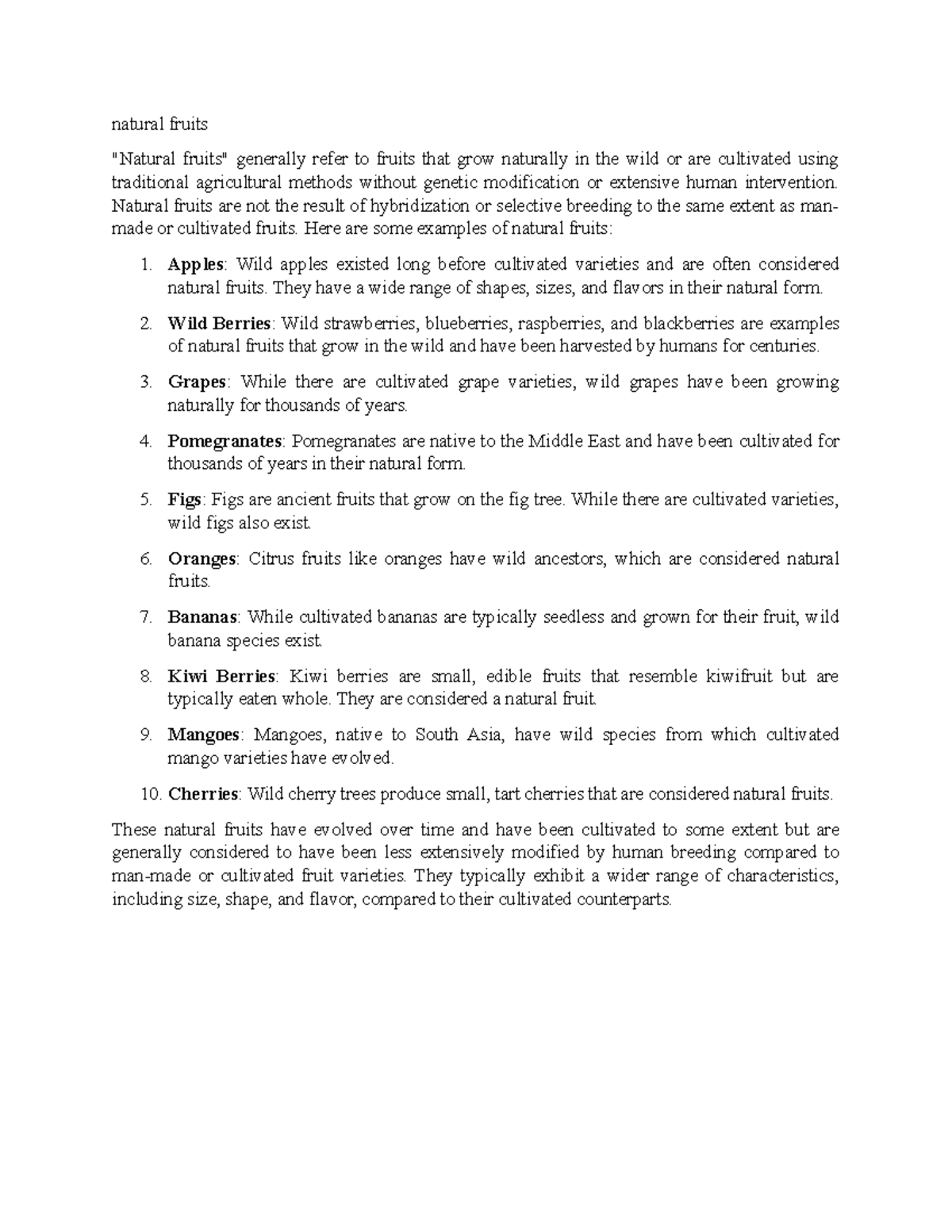 Natural fruits natural fruits "Natural fruits" generally refer to fruits that grow Studocu