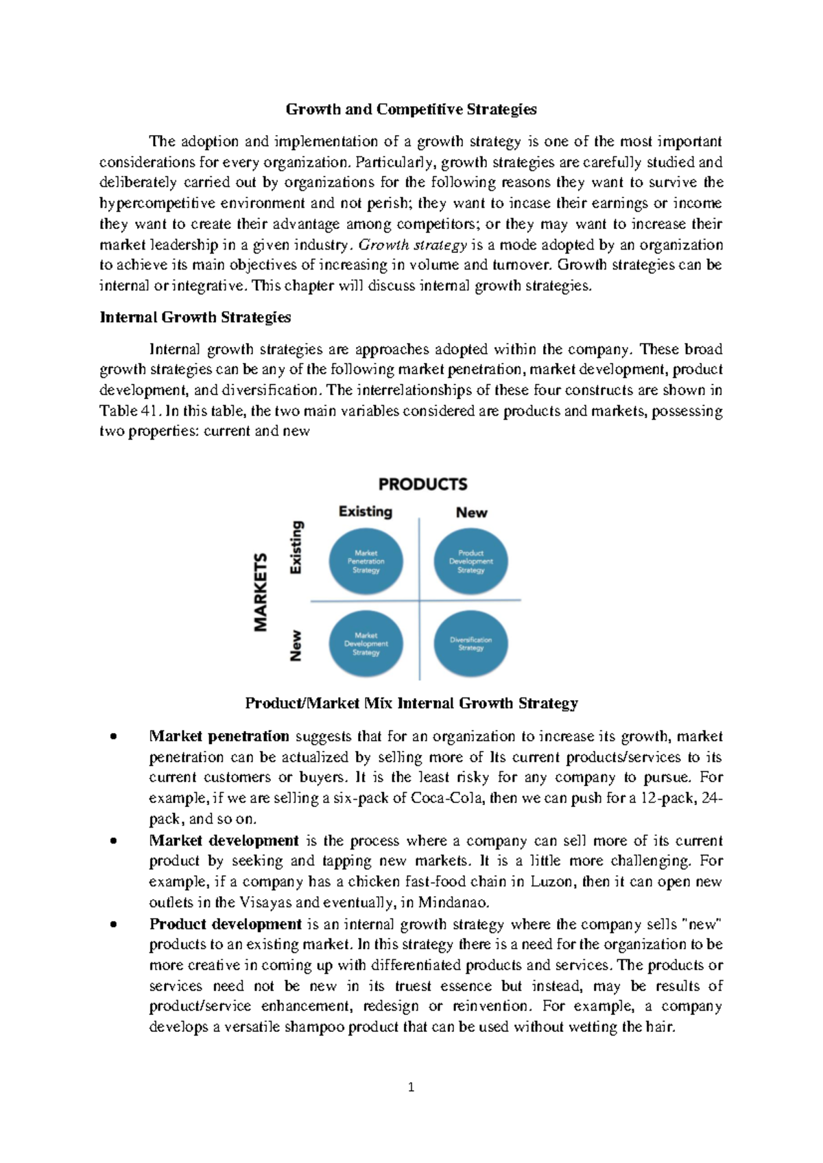 Strama Finals Part 1 - Internal growth strategies are approaches ...