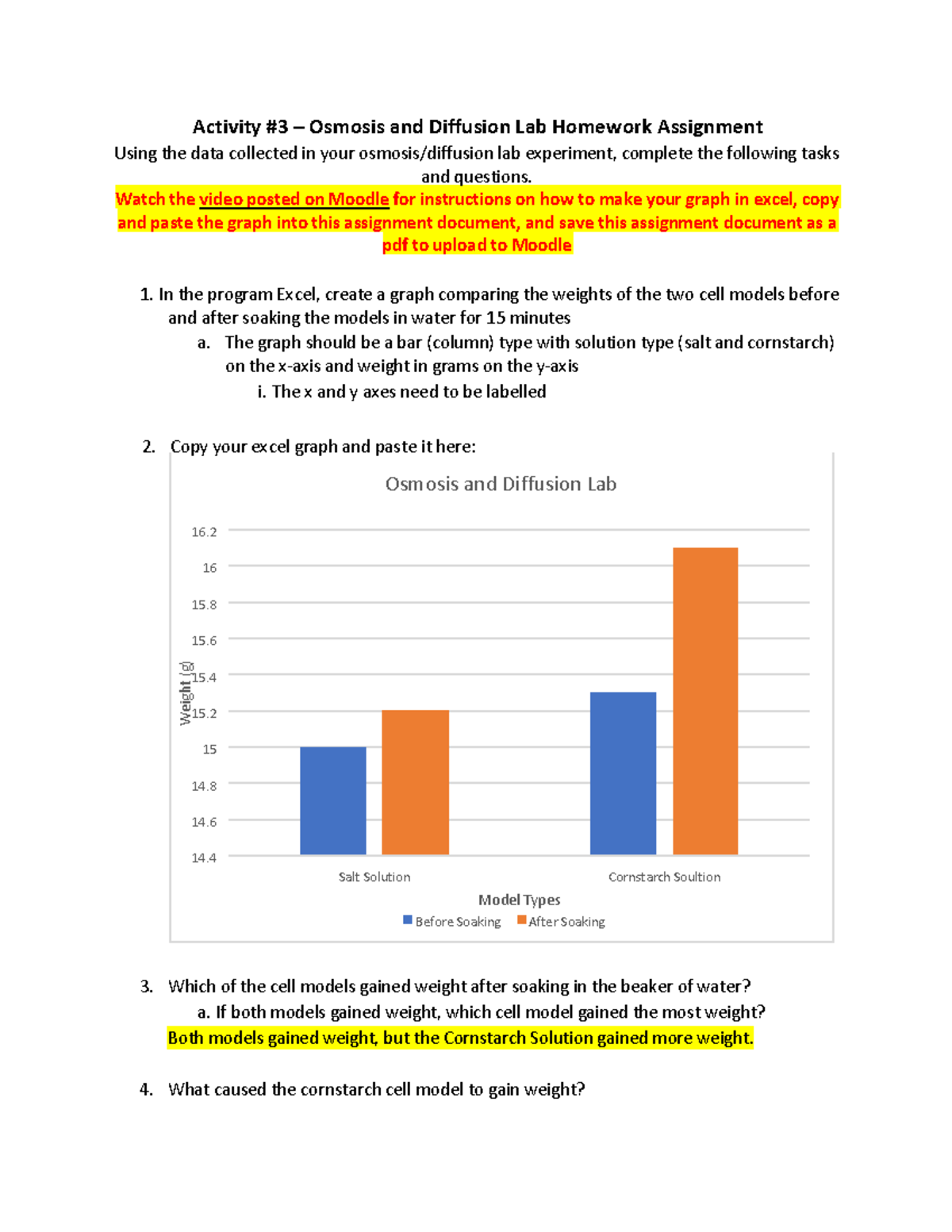 Activity 3 Bio Lab Complete Activity 3 Osmosis and Diffusion