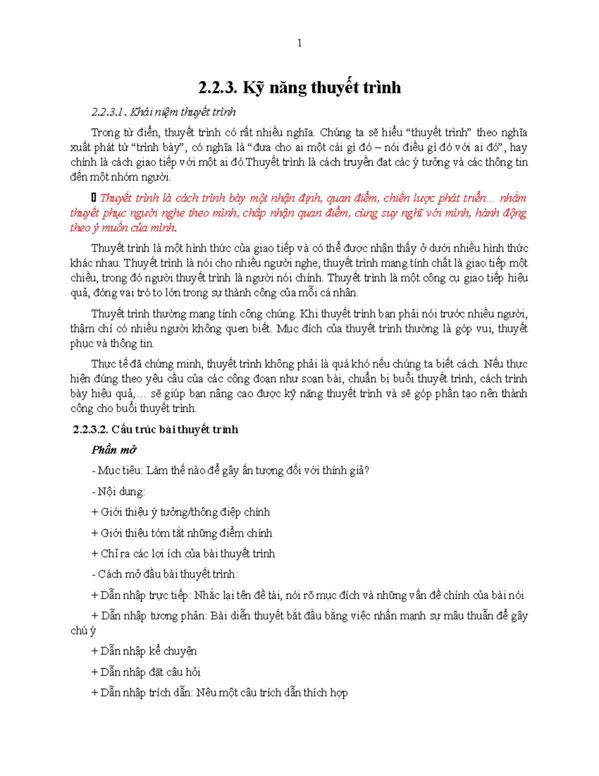 Chương 2 - kỹ năng thuyết trình - 2.2. Kỹ năng thuyết trình 2.2.3. Khái niệm thuyết trình Trong từ - Studocu