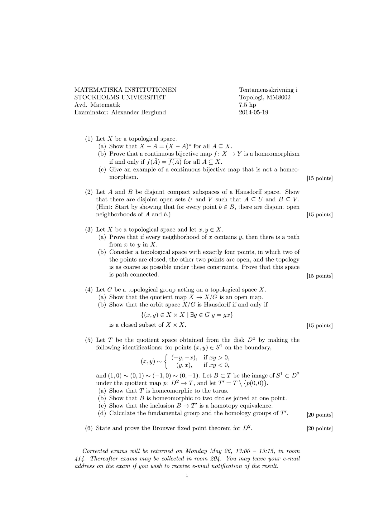 Past Exam 14 19 05 Questions Studocu