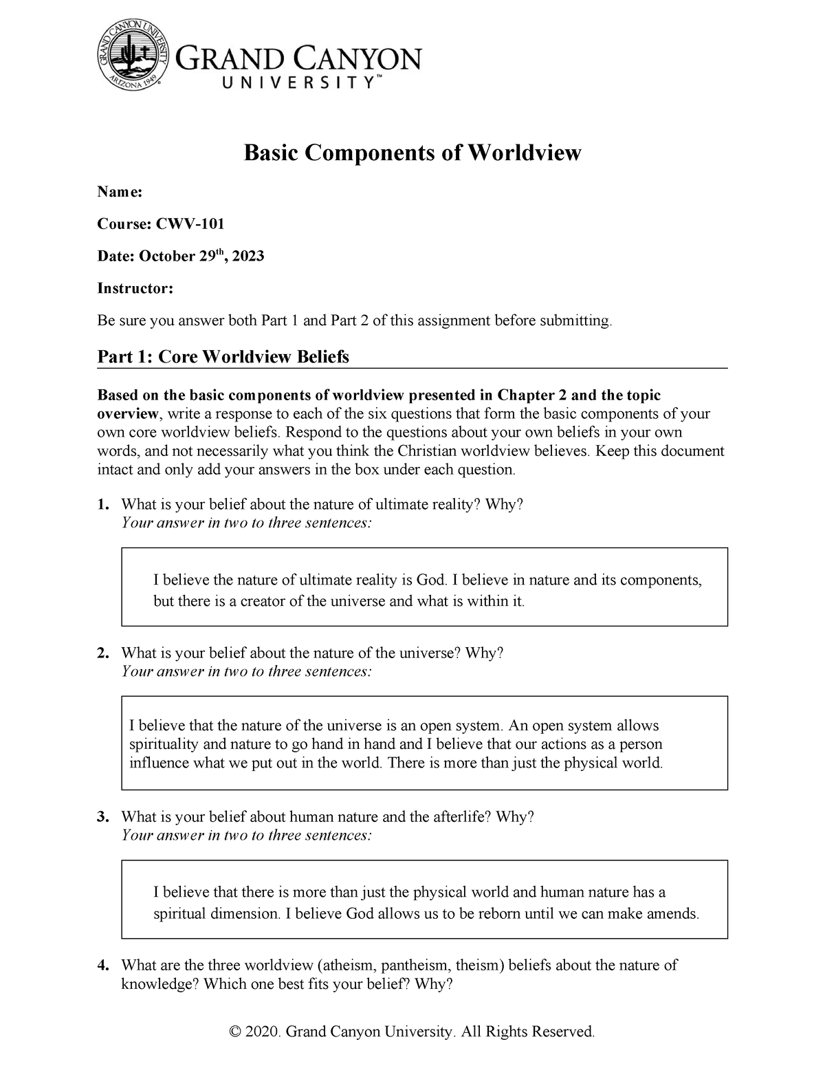 CWV-101-NEW-Basic Components Of Worldview - Basic Components of ...