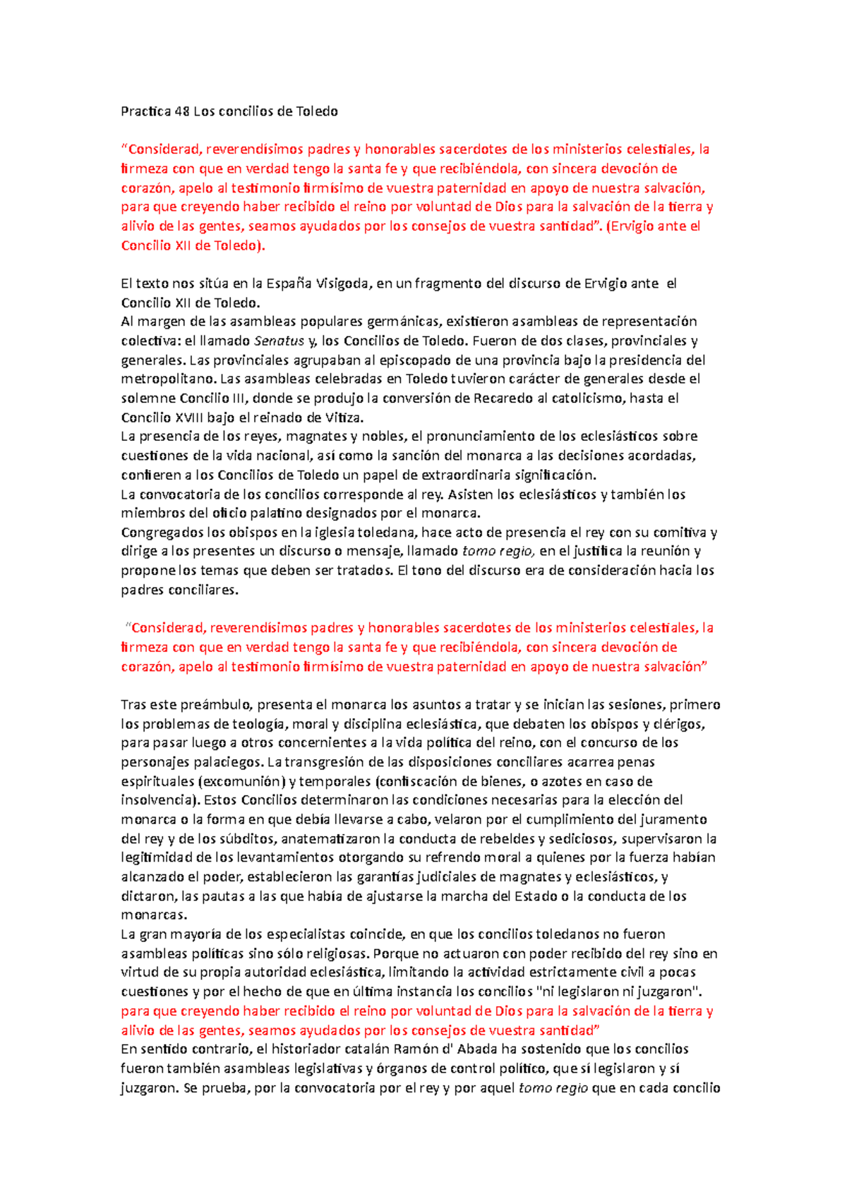 48 Los concilios de toledo Practica 48 Los concilios de Toledo