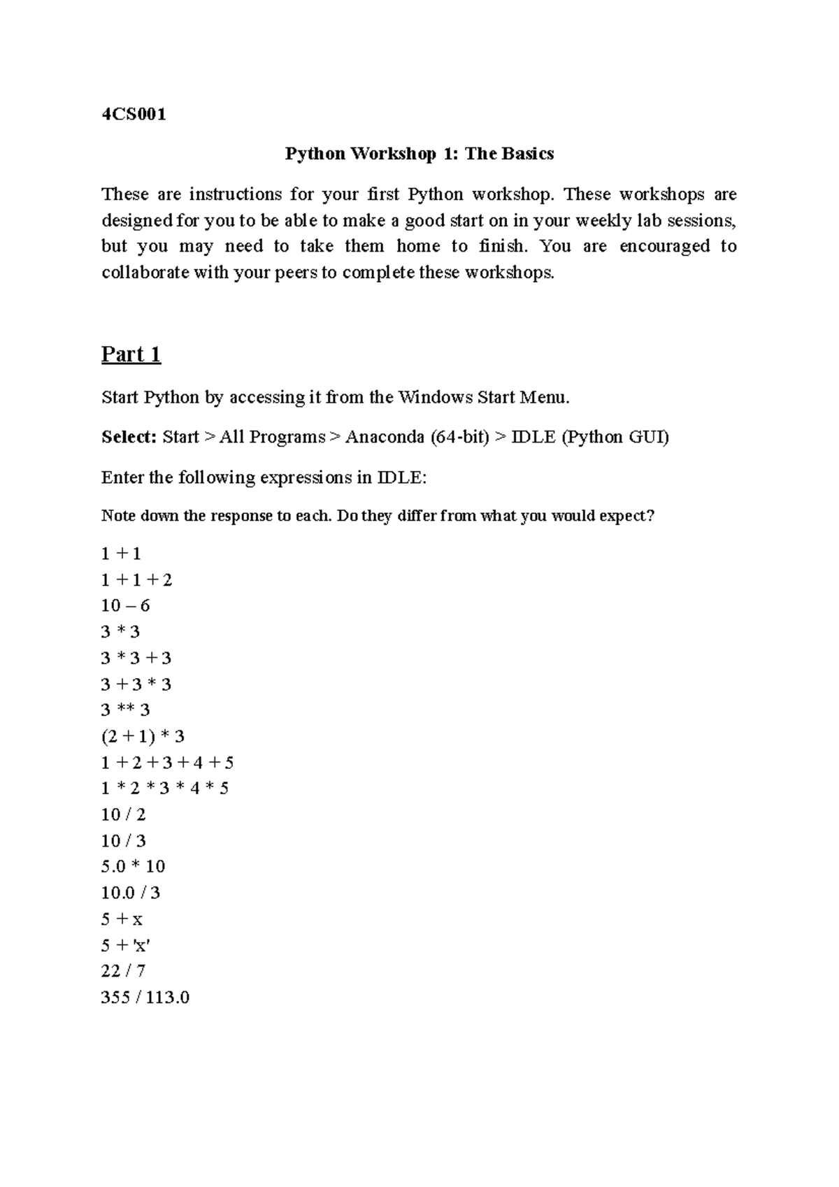 4CS001 Workshop 1 - COUNTS TO FINAL GRADE - 4CS Python Workshop 1: The ... image.