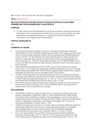 Exemplar 2 - social policy - To: The Hon Michelle Lensink MLC ...